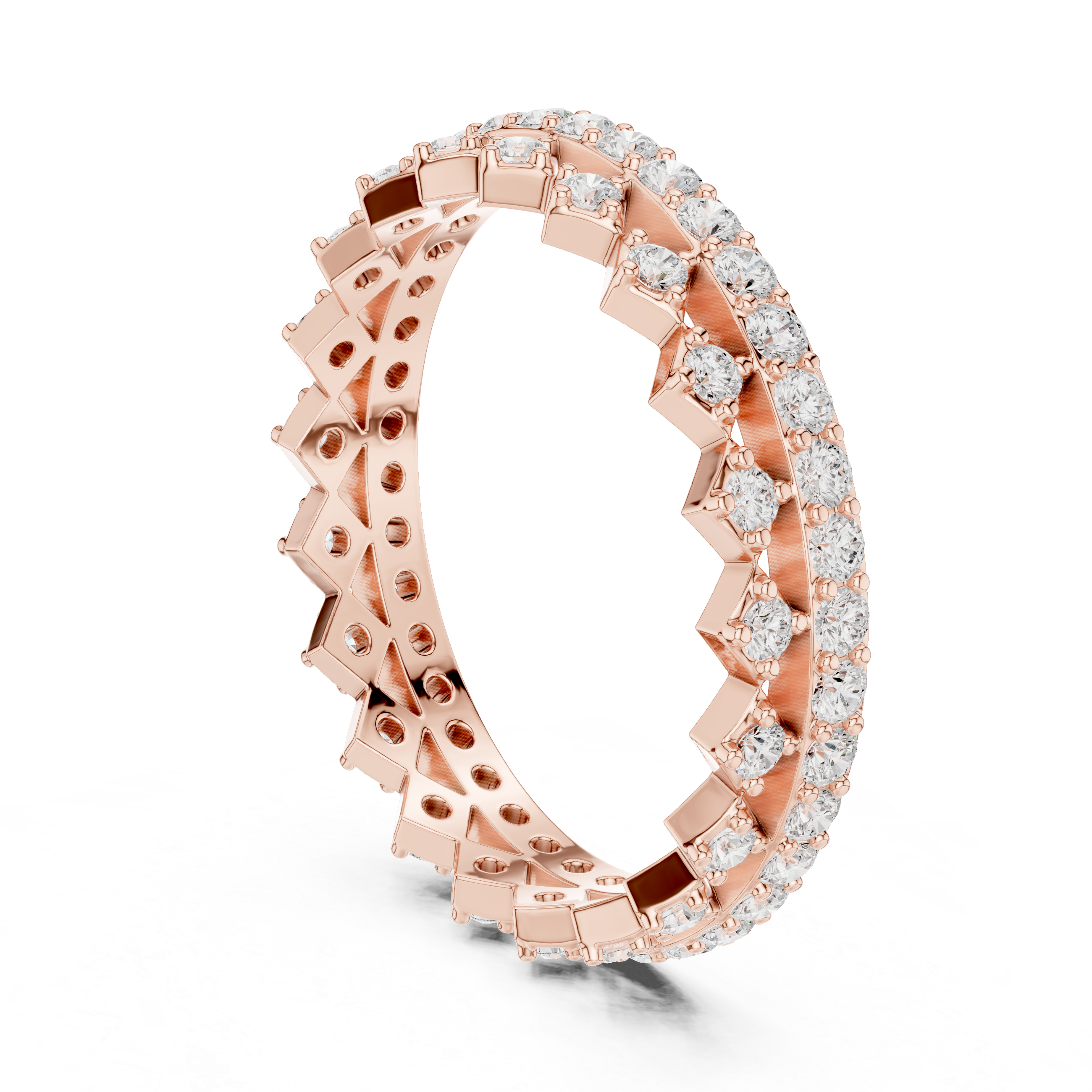 Vintage Diamond Eternity Band with Geometric Pattern