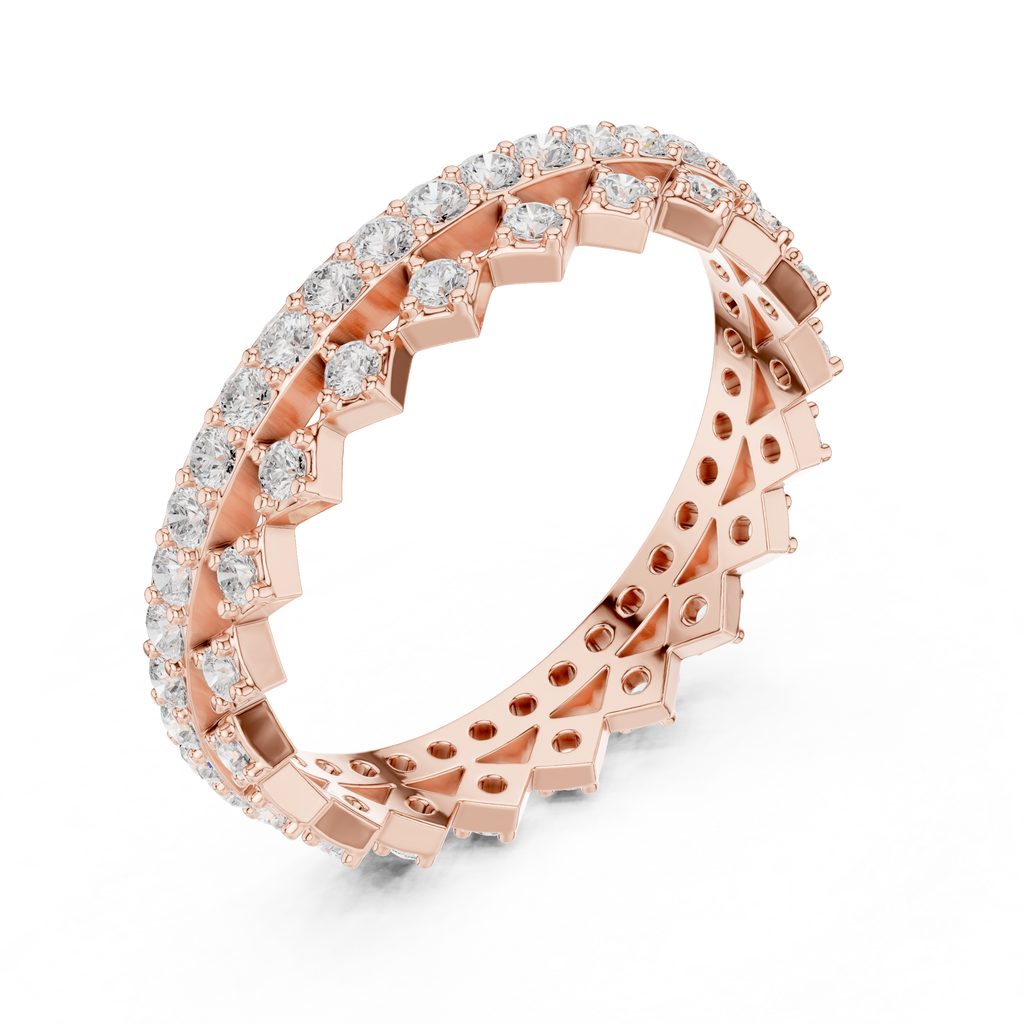 Vintage Diamond Eternity Band with Geometric Pattern