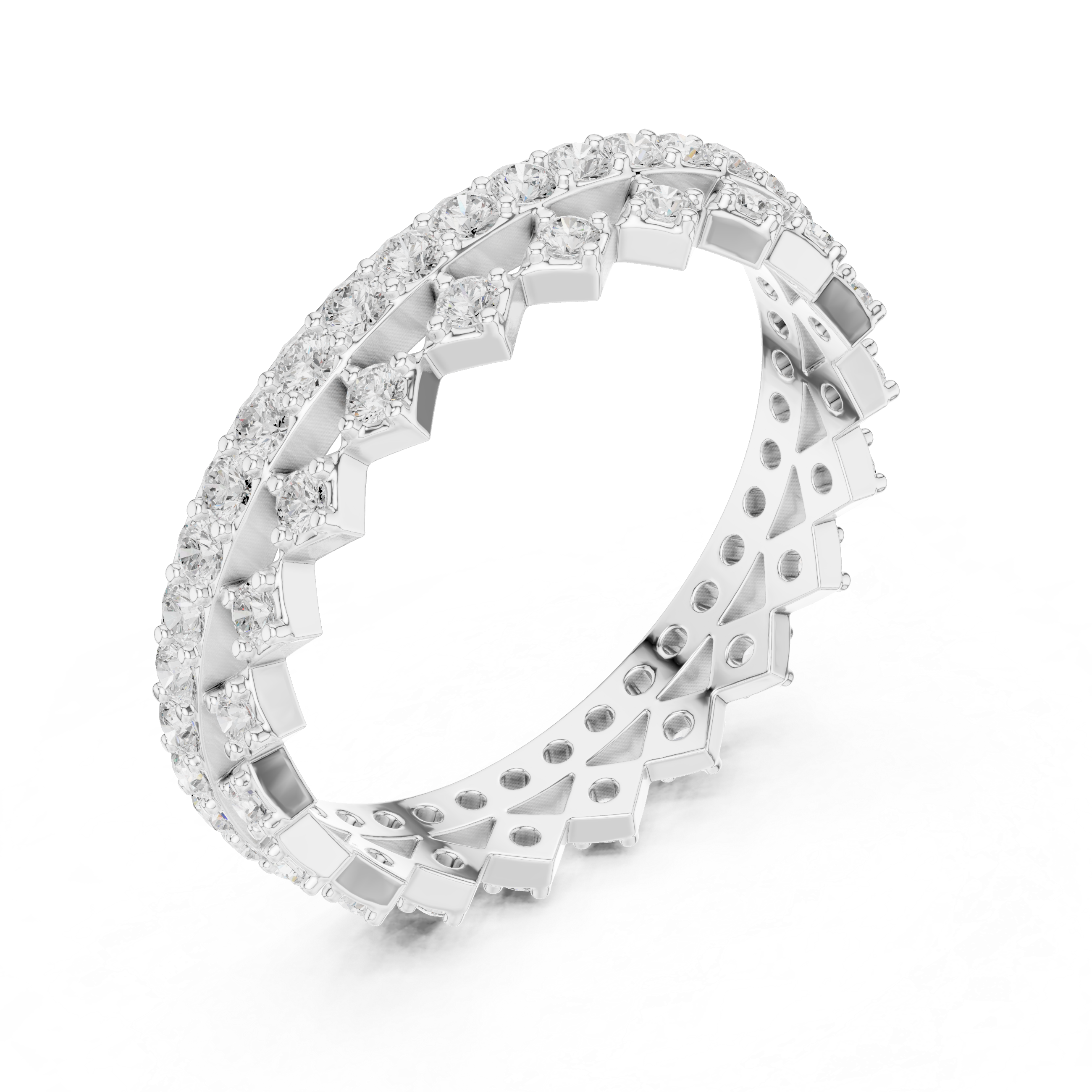 Vintage Diamond Eternity Band with Geometric Pattern
