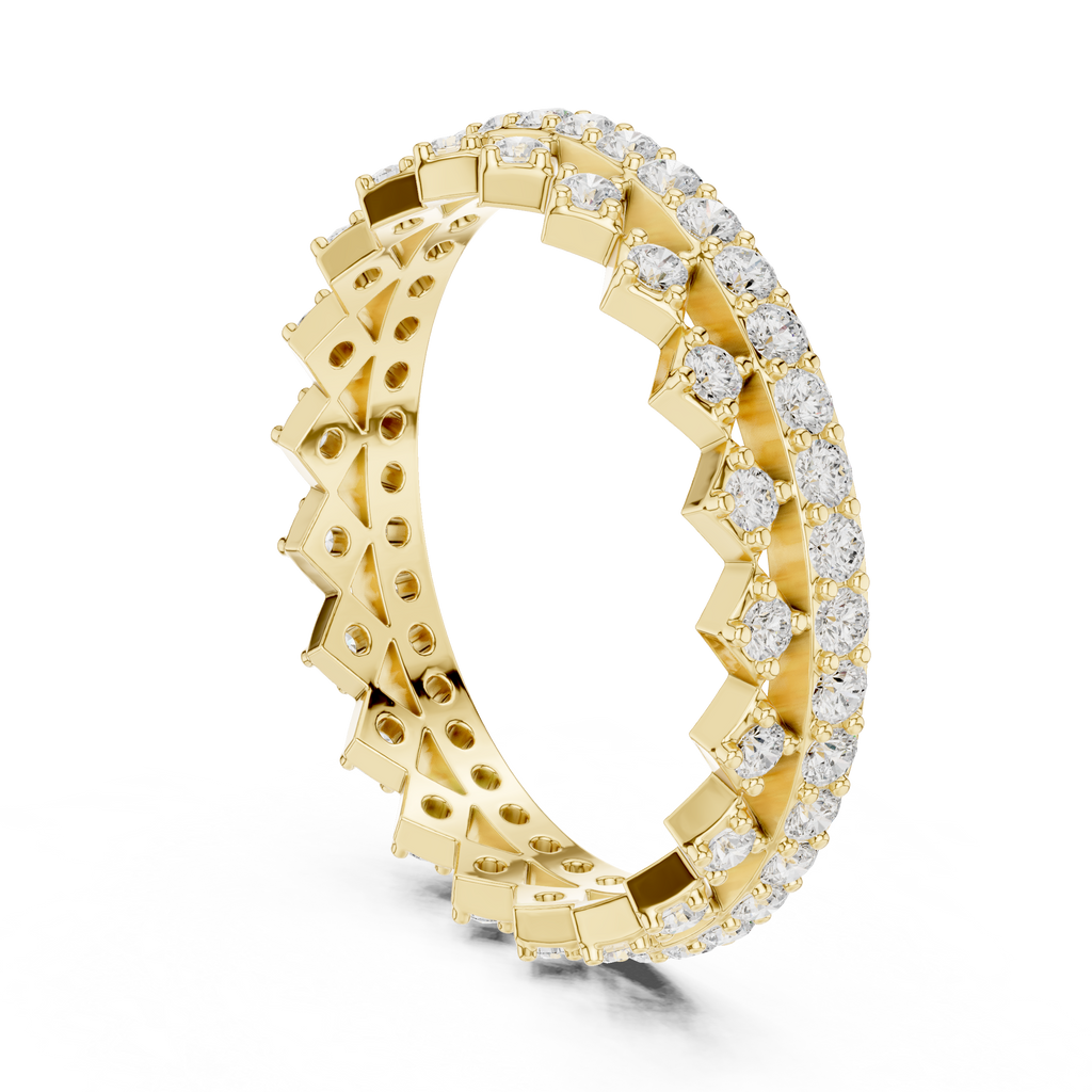 Vintage Diamond Eternity Band with Geometric Pattern