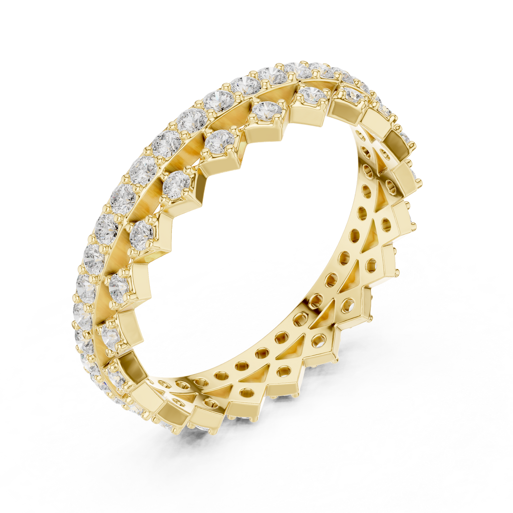 Vintage Diamond Eternity Band with Geometric Pattern