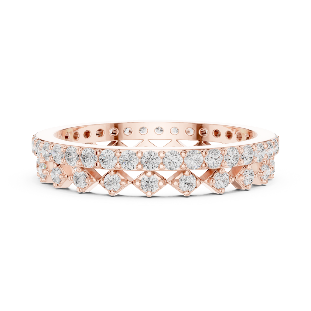 Vintage Diamond Eternity Band with Geometric Pattern