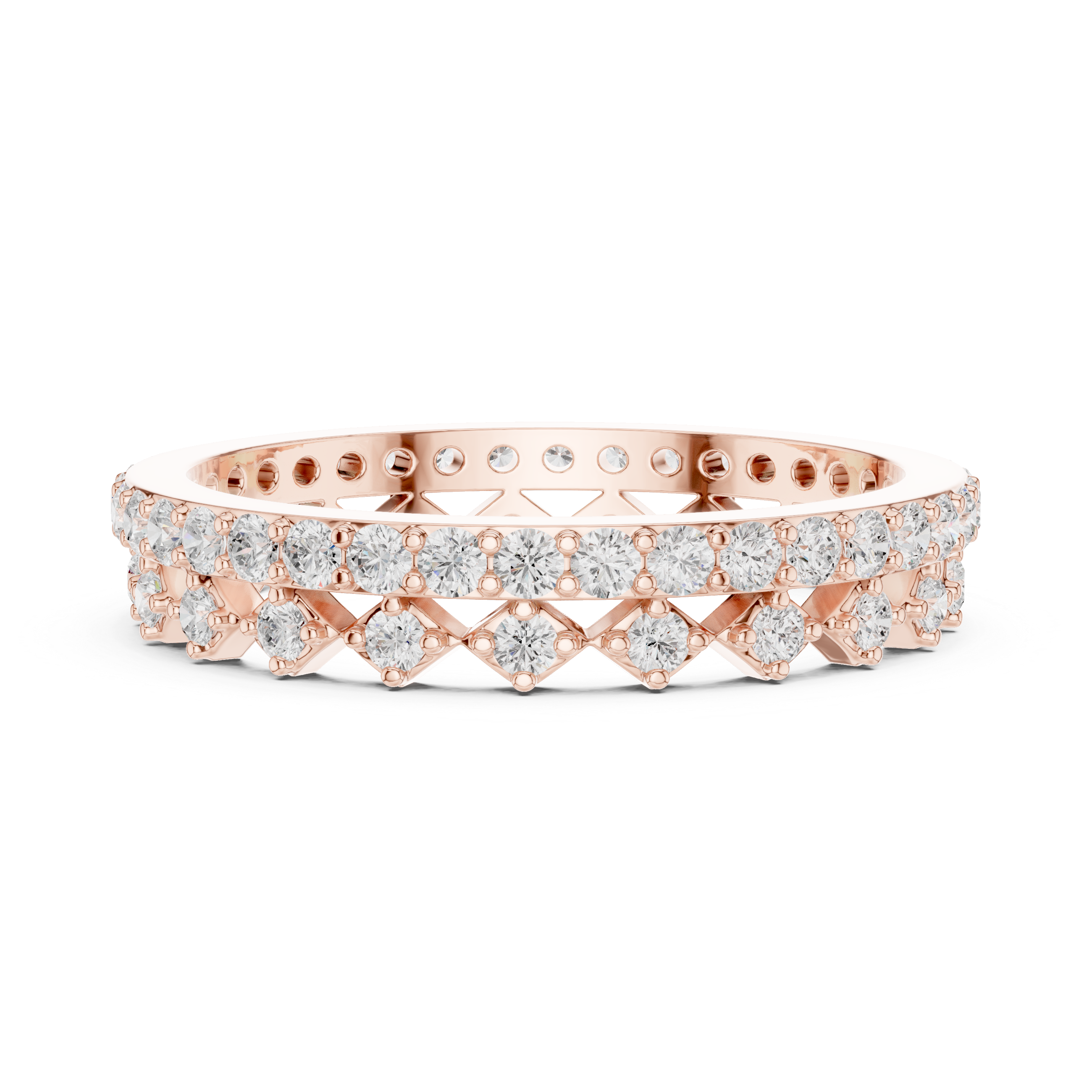 Vintage Diamond Eternity Band with Geometric Pattern
