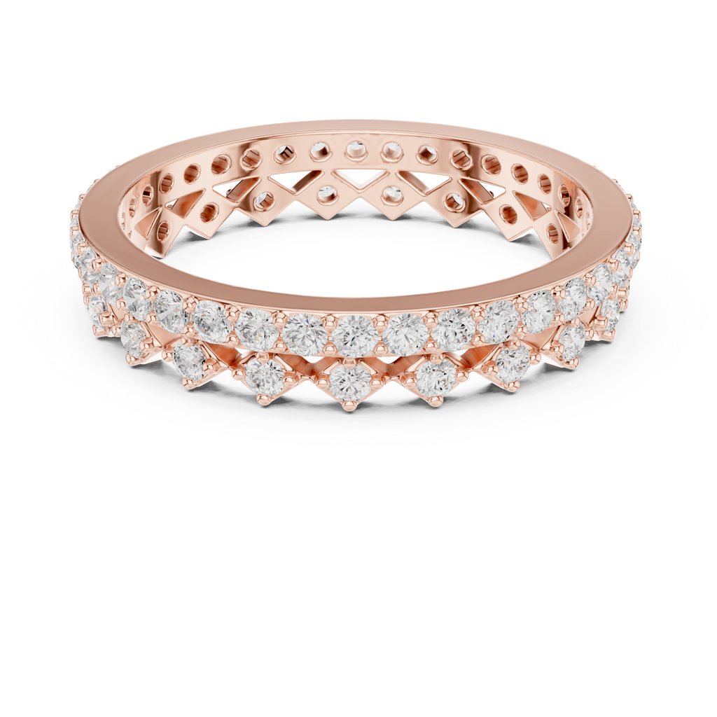 Vintage Diamond Eternity Band with Geometric Pattern