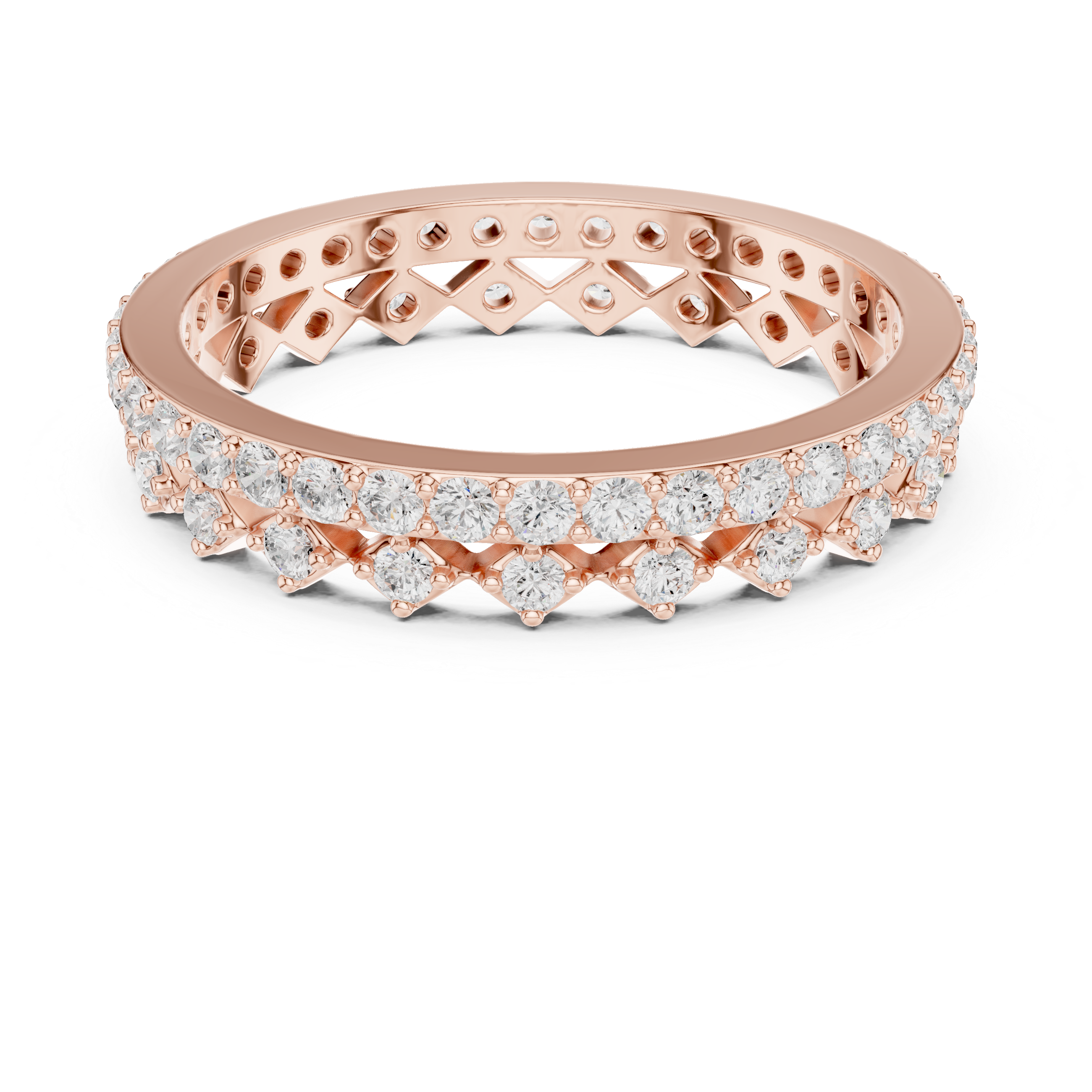 Vintage Diamond Eternity Band with Geometric Pattern