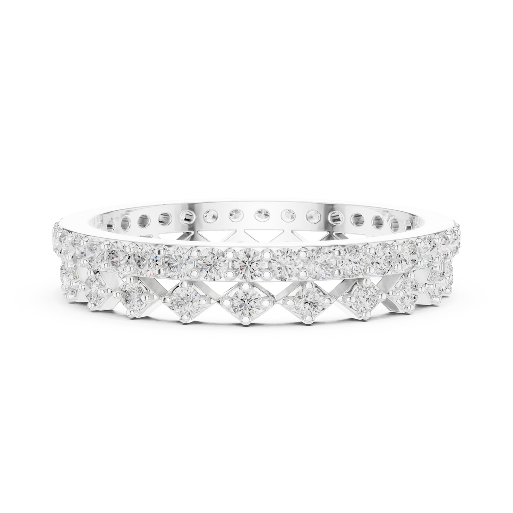 Vintage Diamond Eternity Band with Geometric Pattern