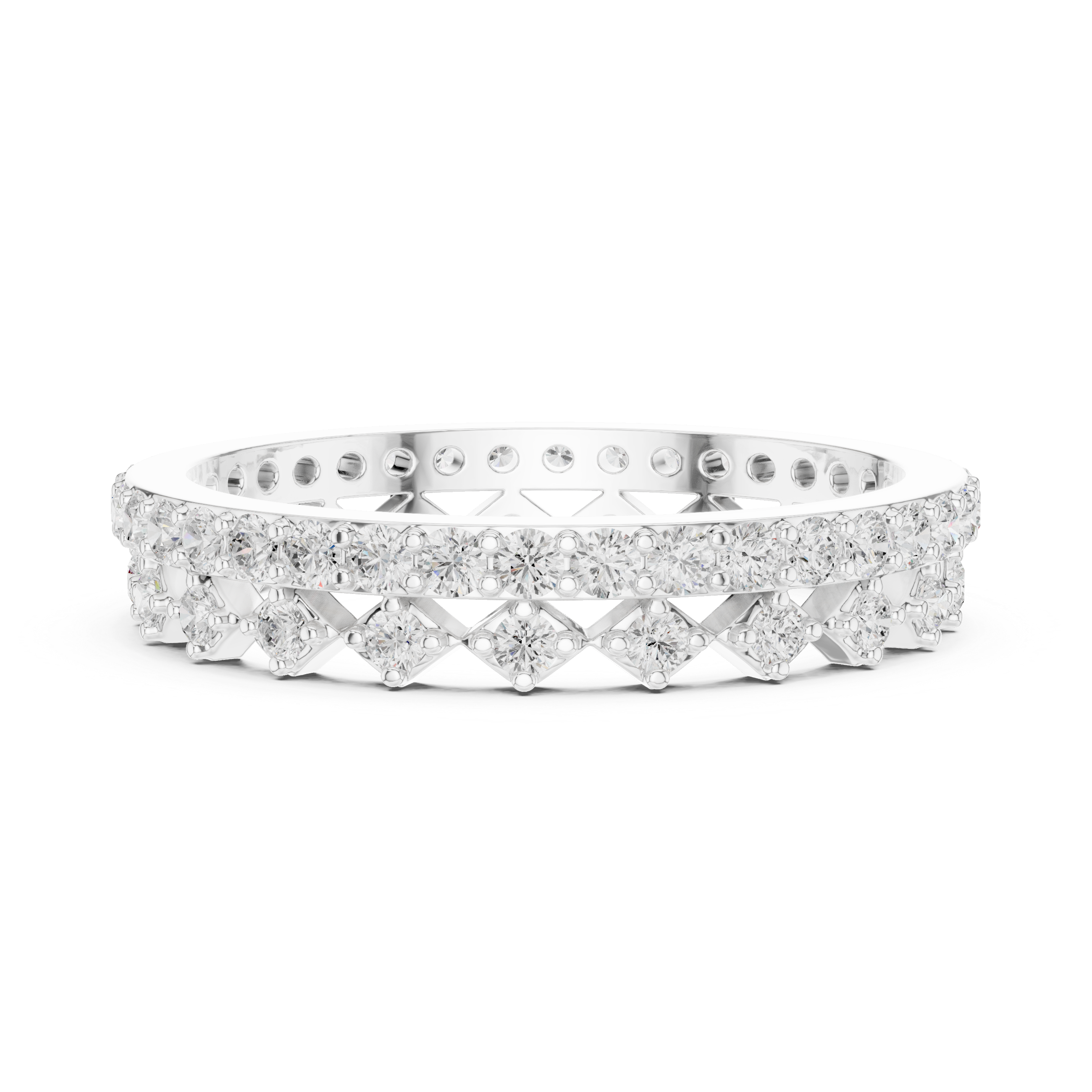 Vintage Diamond Eternity Band with Geometric Pattern