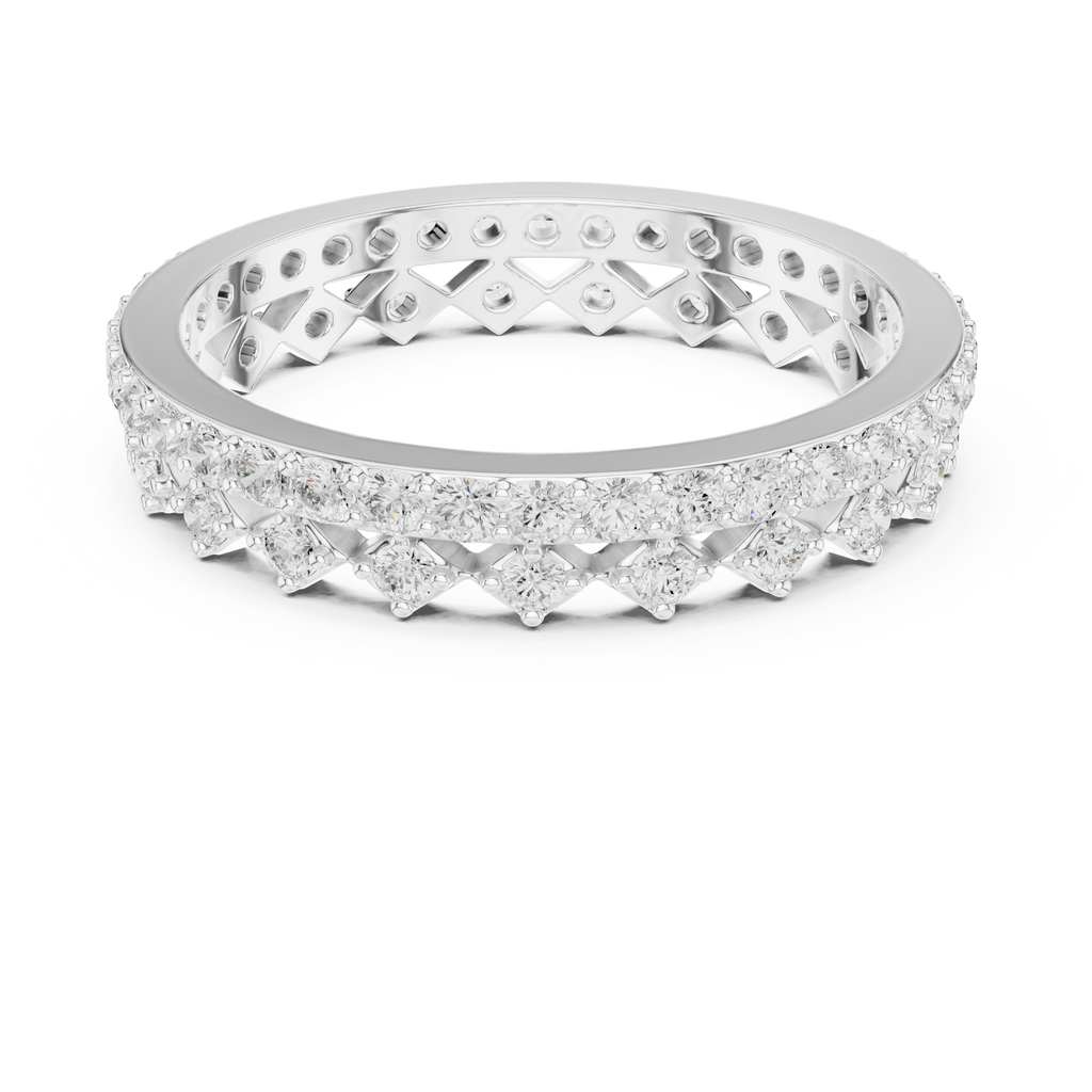 Vintage Diamond Eternity Band with Geometric Pattern