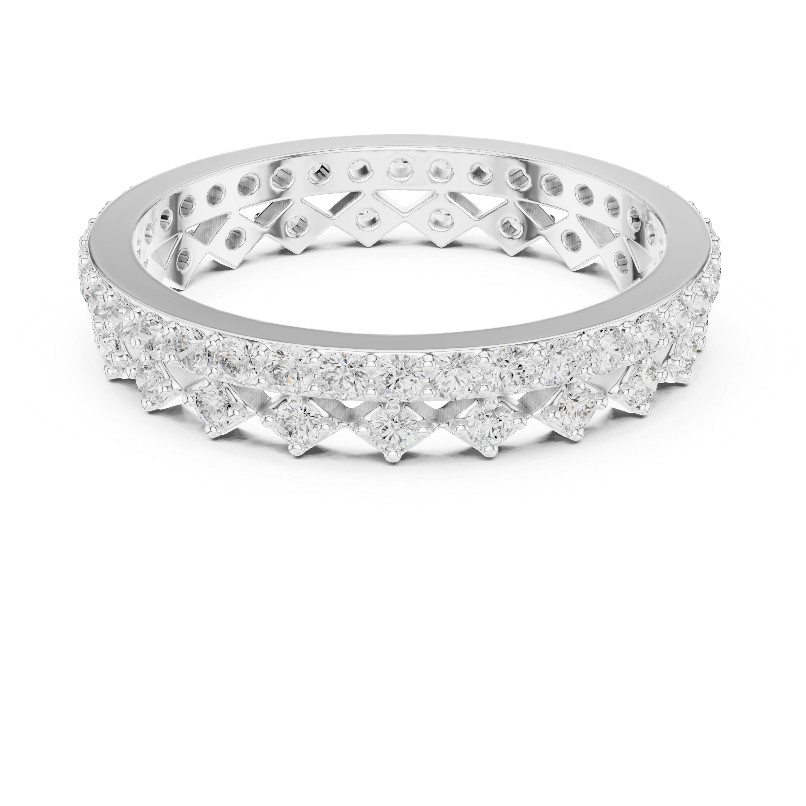 Vintage Diamond Eternity Band with Geometric Pattern