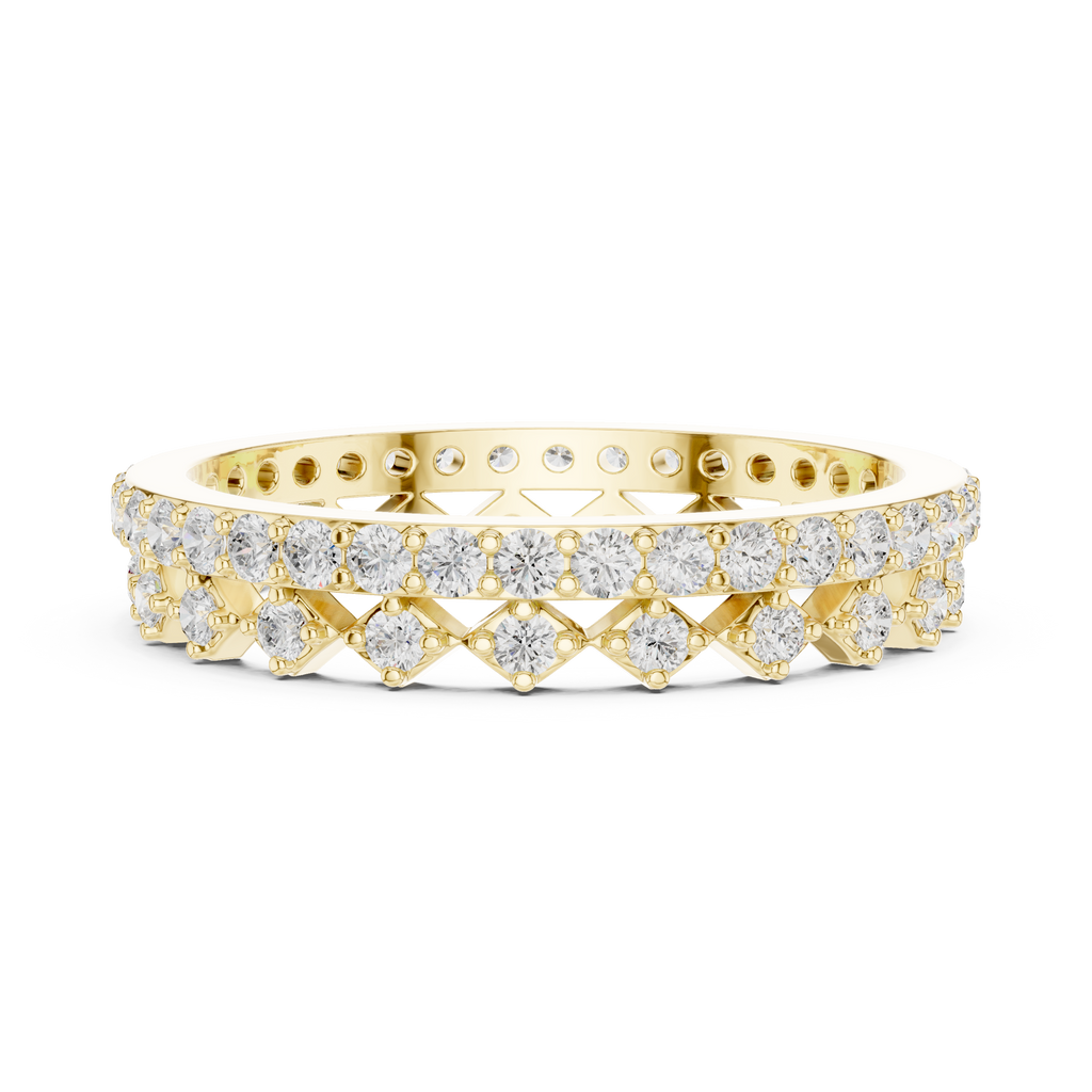 Vintage Diamond Eternity Band with Geometric Pattern