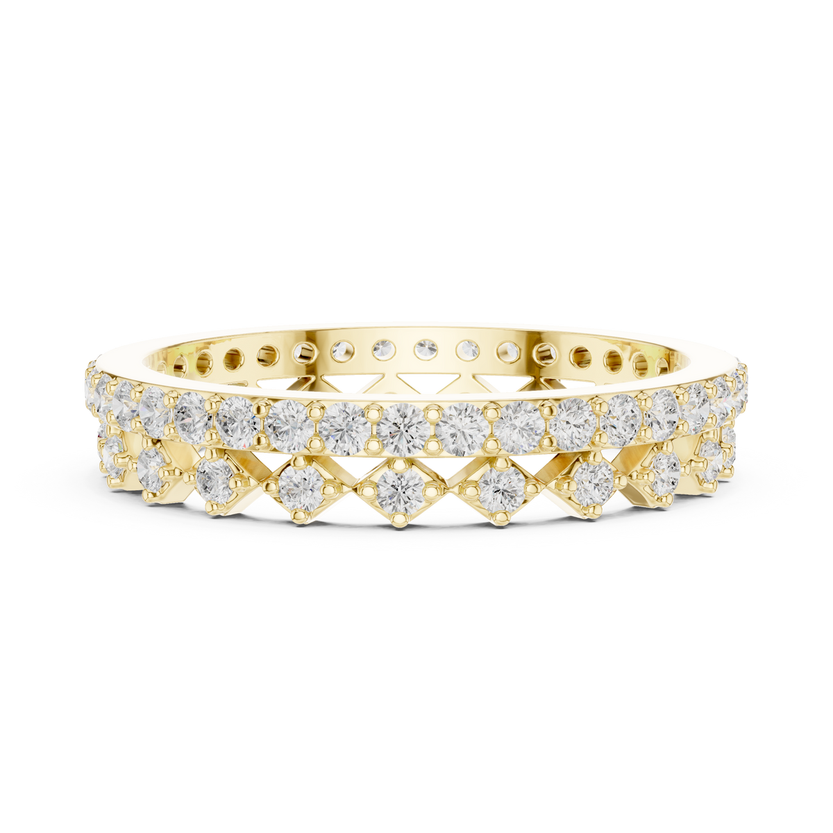 Vintage Diamond Eternity Band with Geometric Pattern – view 9 of 12, lab grown diamond band | Jewelix Atelier