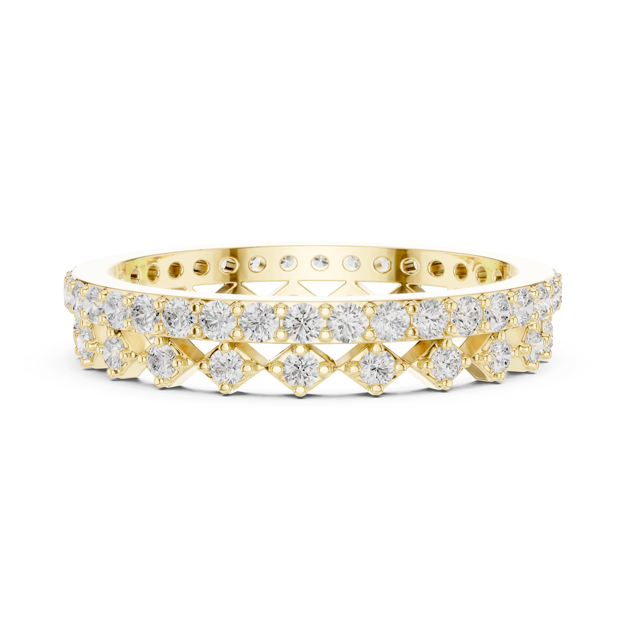 Vintage Diamond Eternity Band with Geometric Pattern