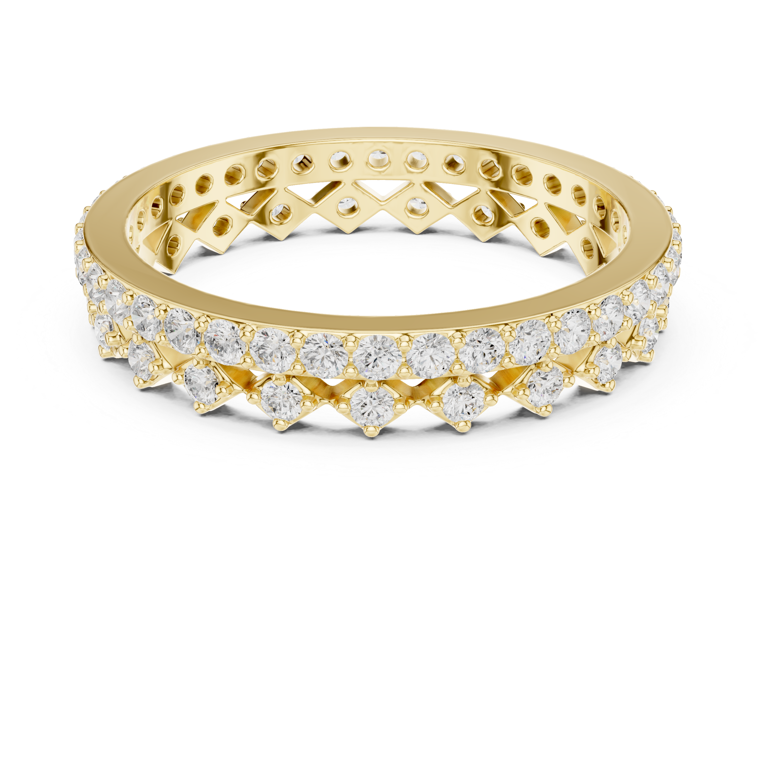 Vintage Diamond Eternity Band with Geometric Pattern