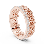 Floral Diamond Eternity Ring Band in Rose Gold