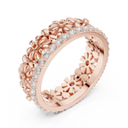 Floral Diamond Eternity Ring Band in Rose Gold