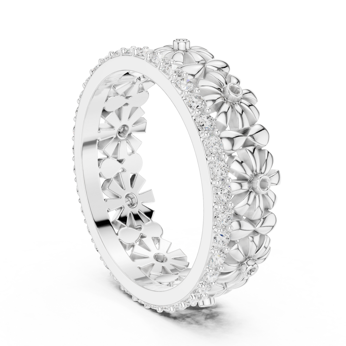 Floral Diamond Eternity Ring Band – view 2 of 12, lab grown diamond band | Jewelix Atelier
