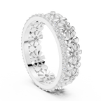 Floral Diamond Eternity Ring Band in Rose Gold