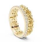 Floral Diamond Eternity Ring Band in Rose Gold