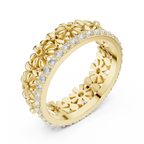 Floral Diamond Eternity Ring Band in Rose Gold