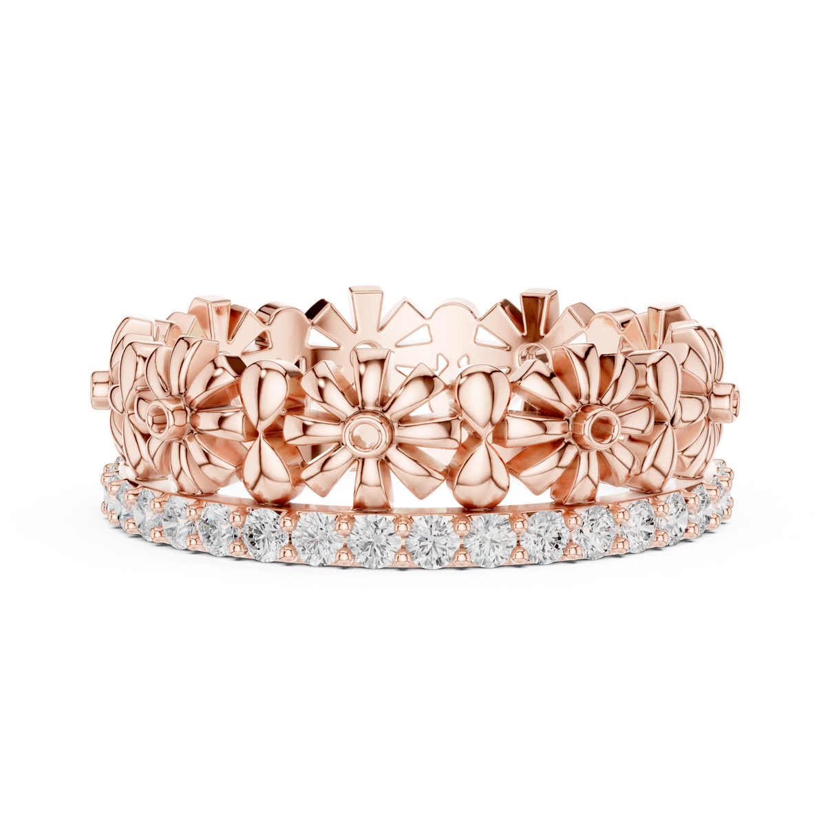 Floral Diamond Eternity Ring Band – view 5 of 12, lab grown diamond band | Jewelix Atelier
