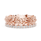 Floral Diamond Eternity Ring Band in Rose Gold