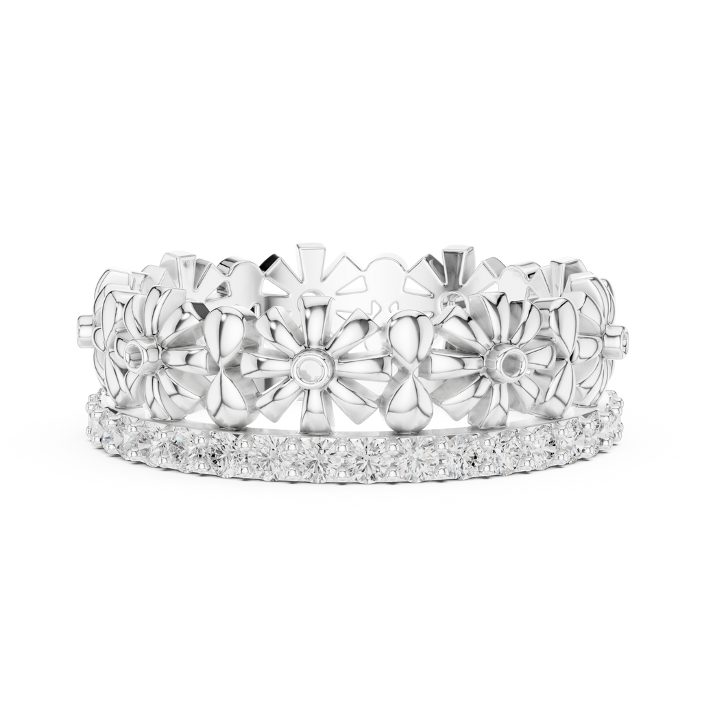 Floral Diamond Eternity Ring Band in Rose Gold