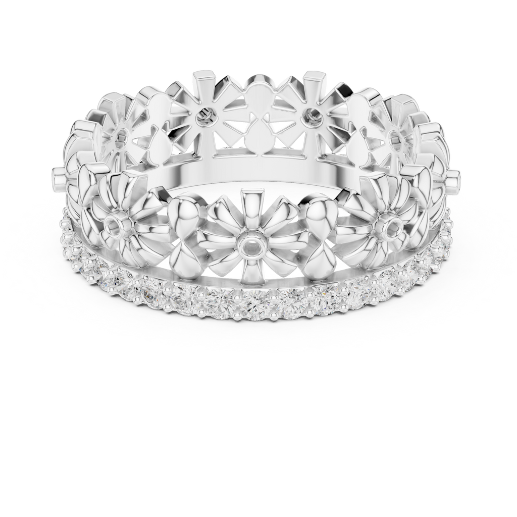 Floral Diamond Eternity Ring Band in Rose Gold