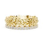 Floral Diamond Eternity Ring Band in Rose Gold