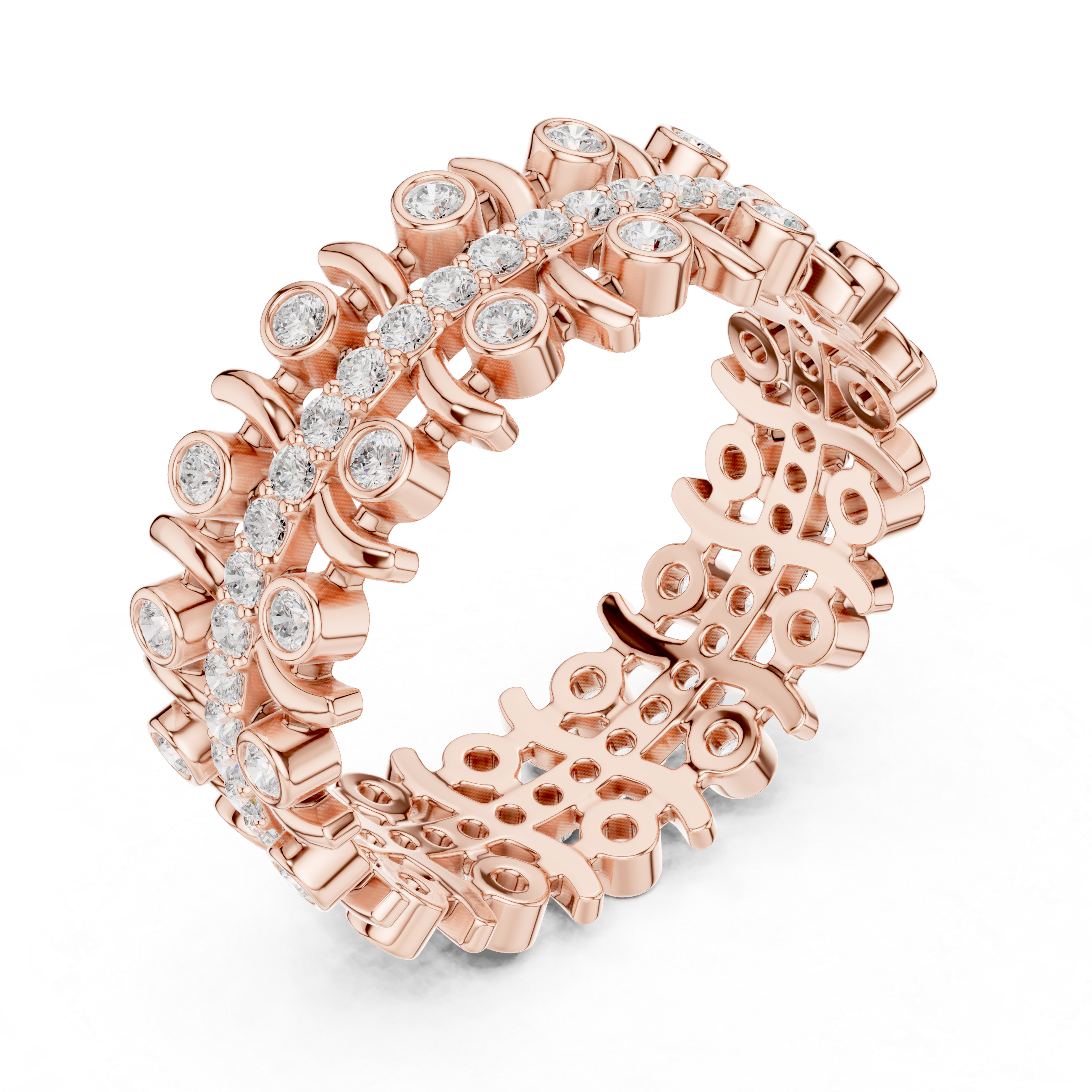 Vintage Diamond Eternity Band with Bezel Details
