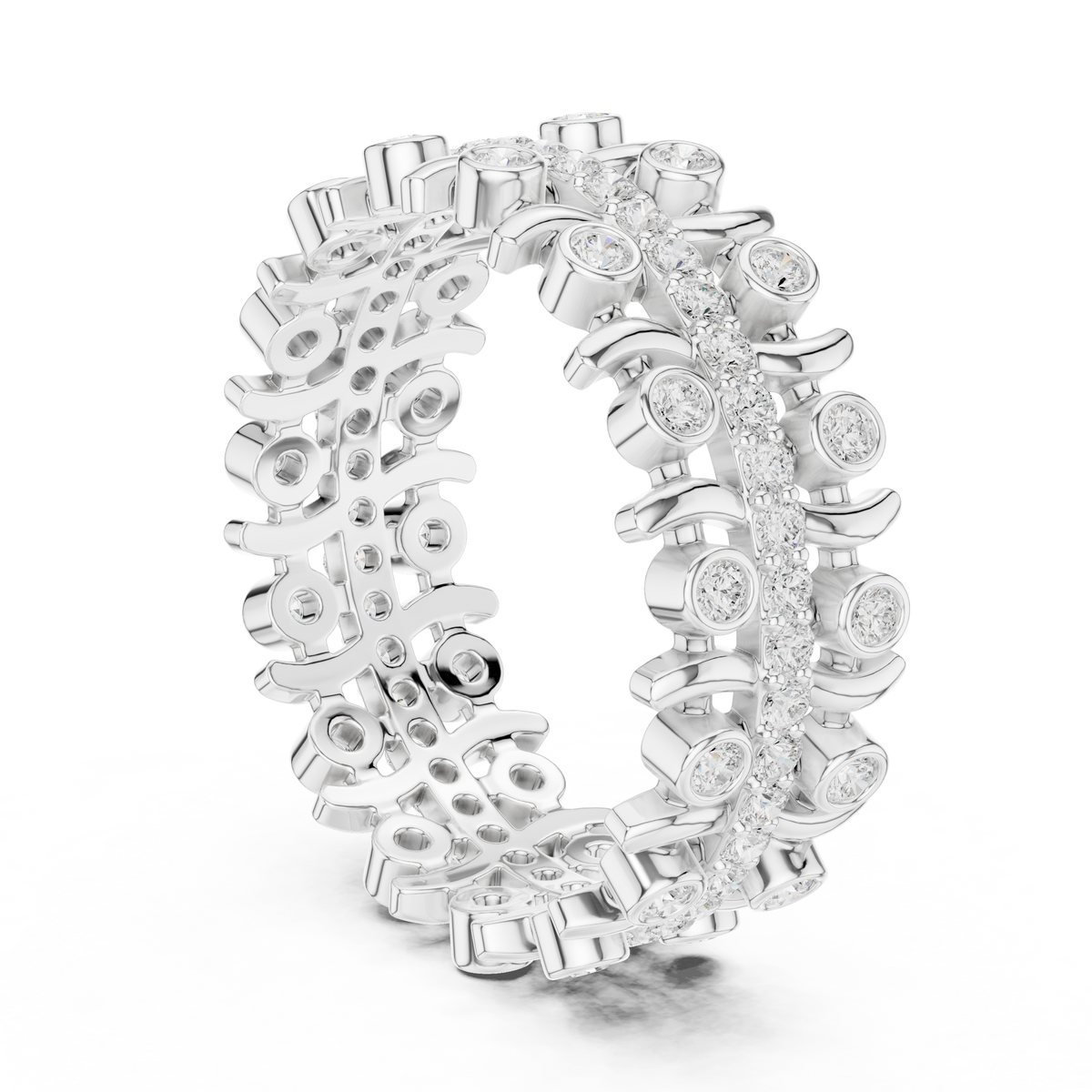Vintage Diamond Eternity Band with Bezel Details – view 2 of 12, lab grown diamond band | Jewelix Atelier