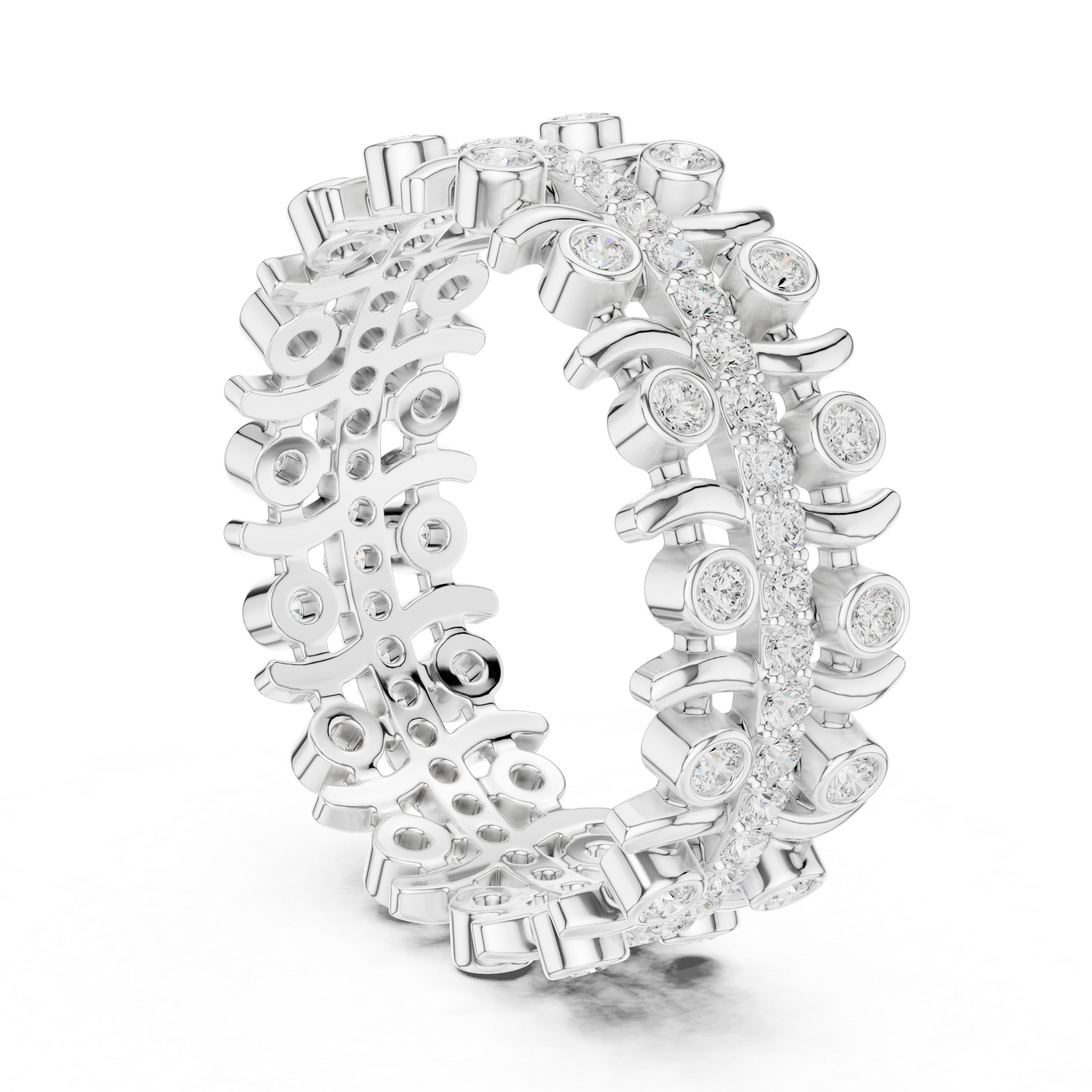 Vintage Diamond Eternity Band with Bezel Details