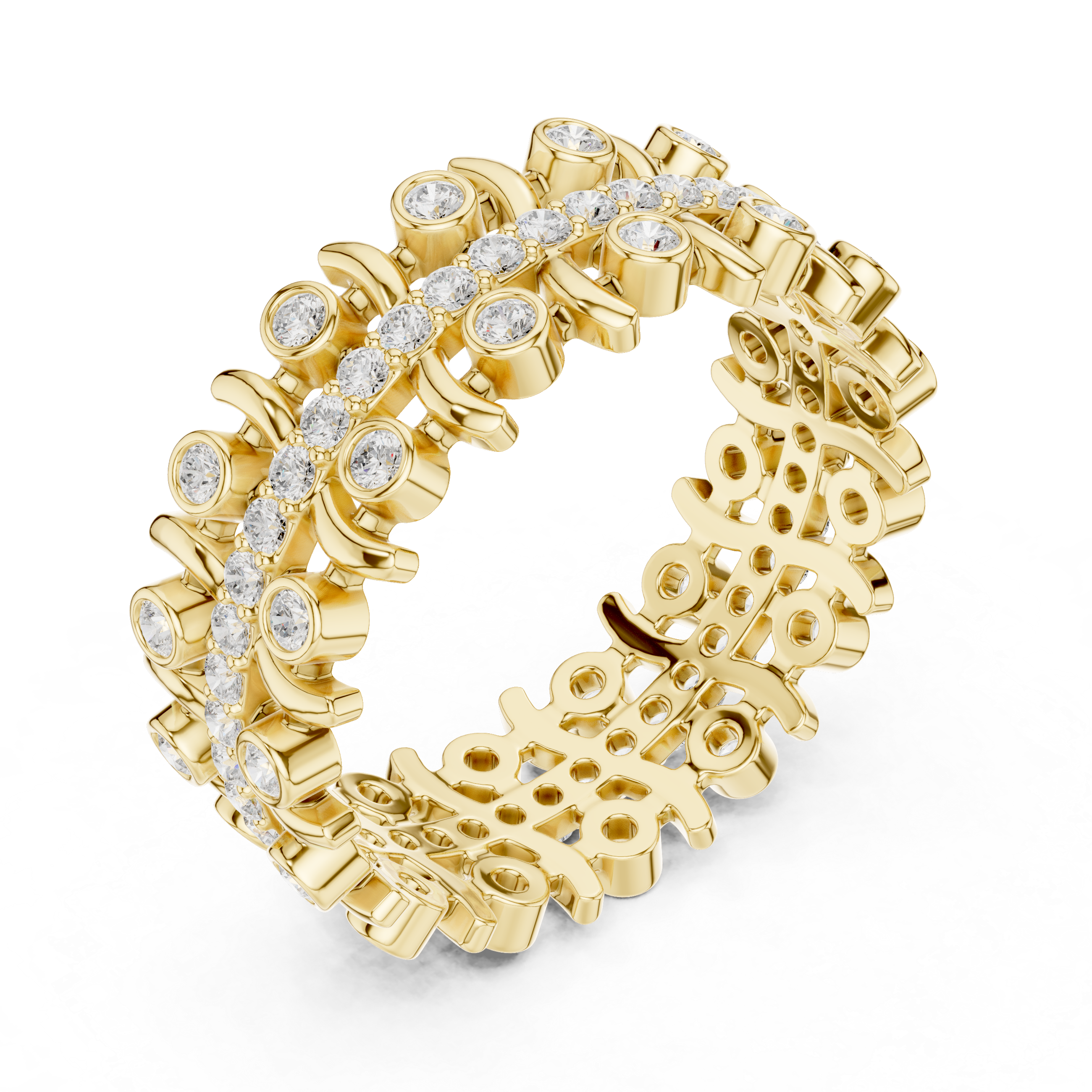 Vintage Diamond Eternity Band with Bezel Details