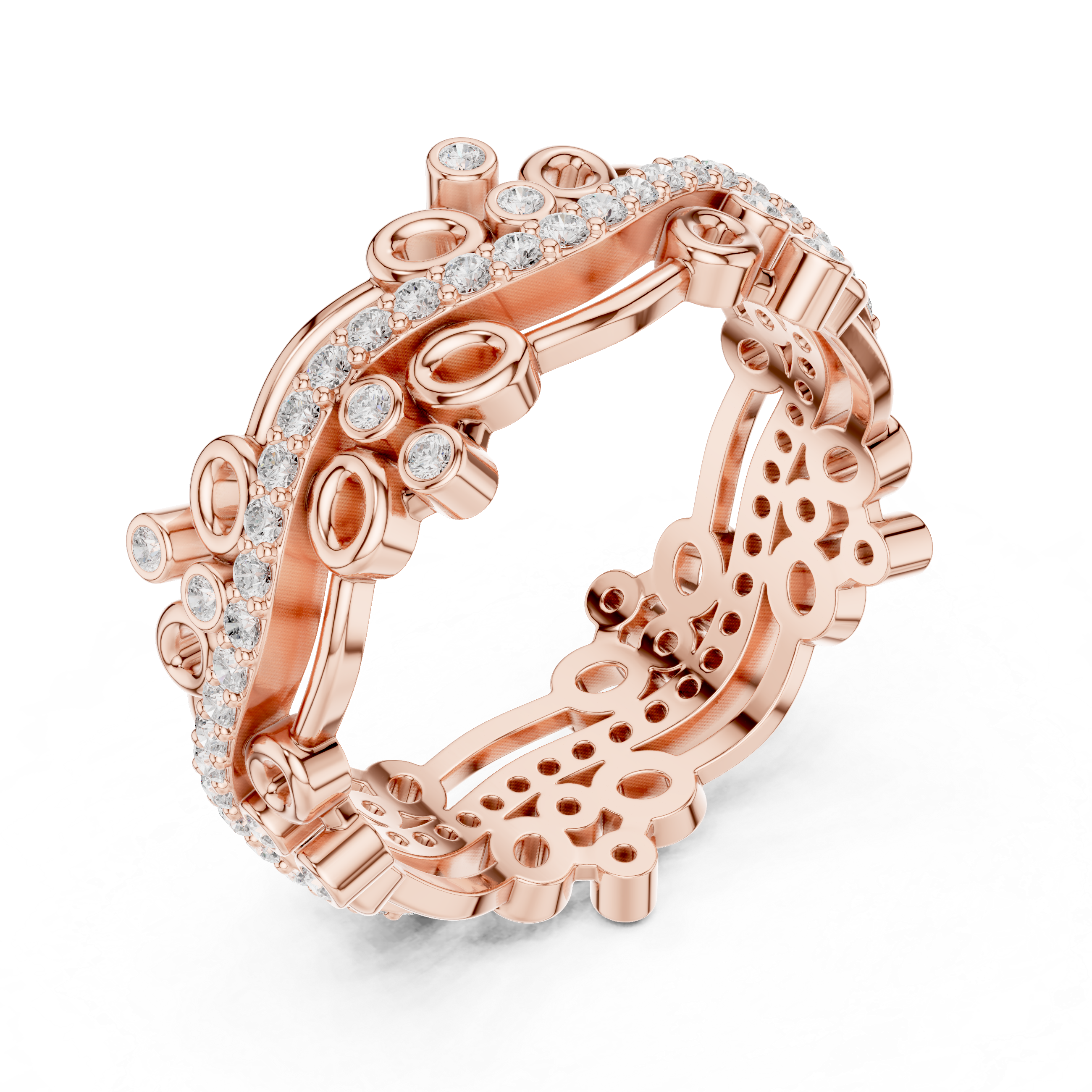 Luxury Floral Diamond Eternity Band Ring
