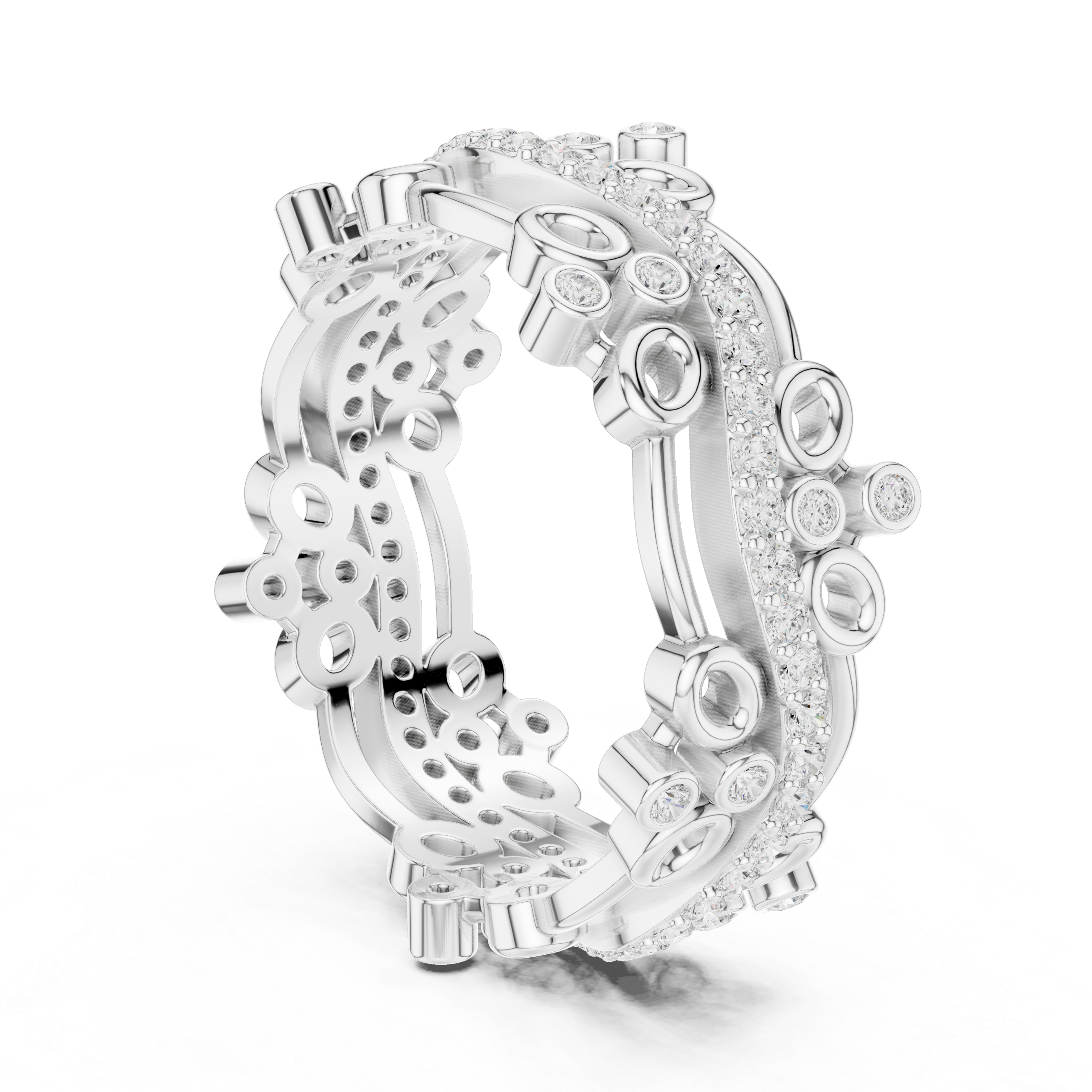 Luxury Floral Diamond Eternity Band Ring