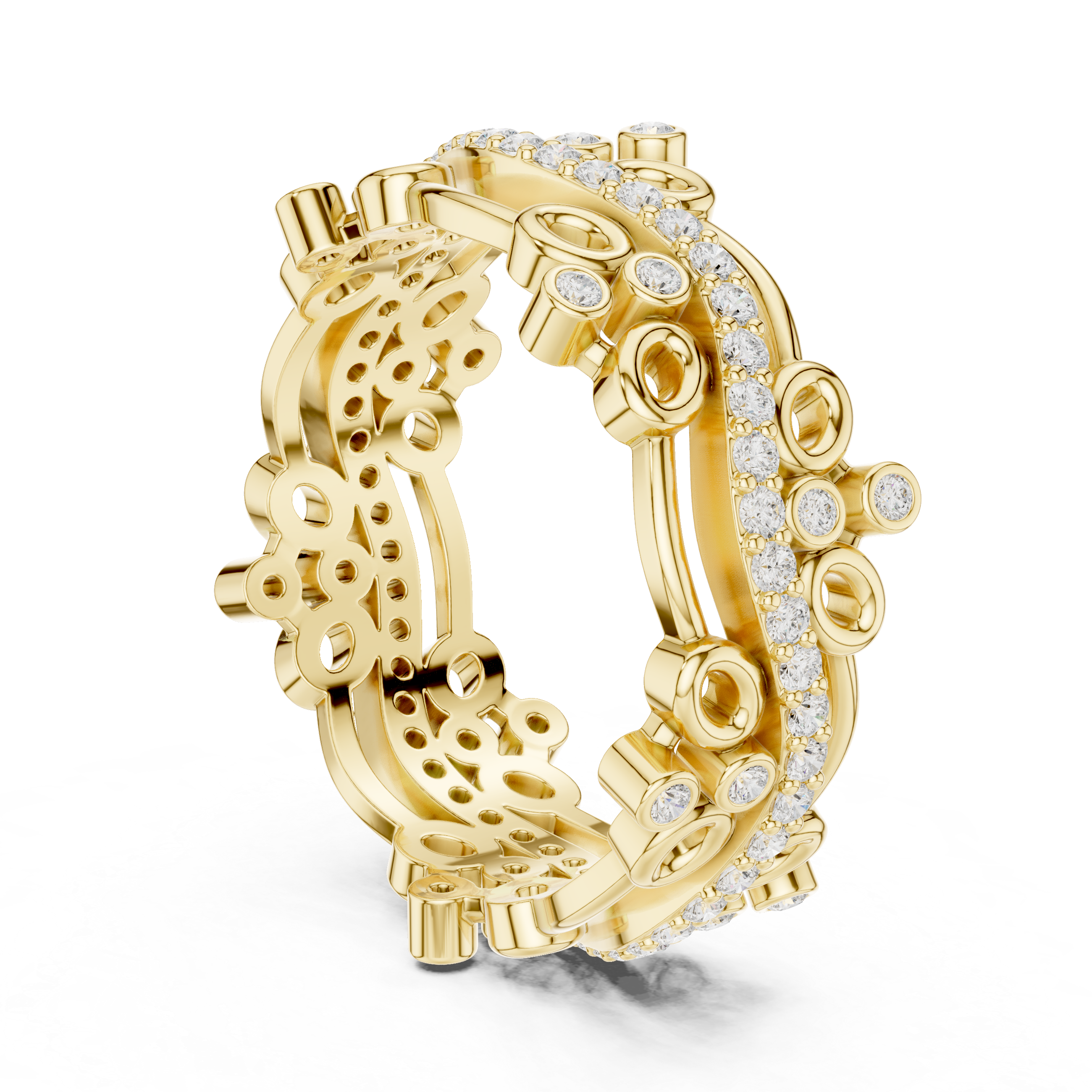 Luxury Floral Diamond Eternity Band Ring