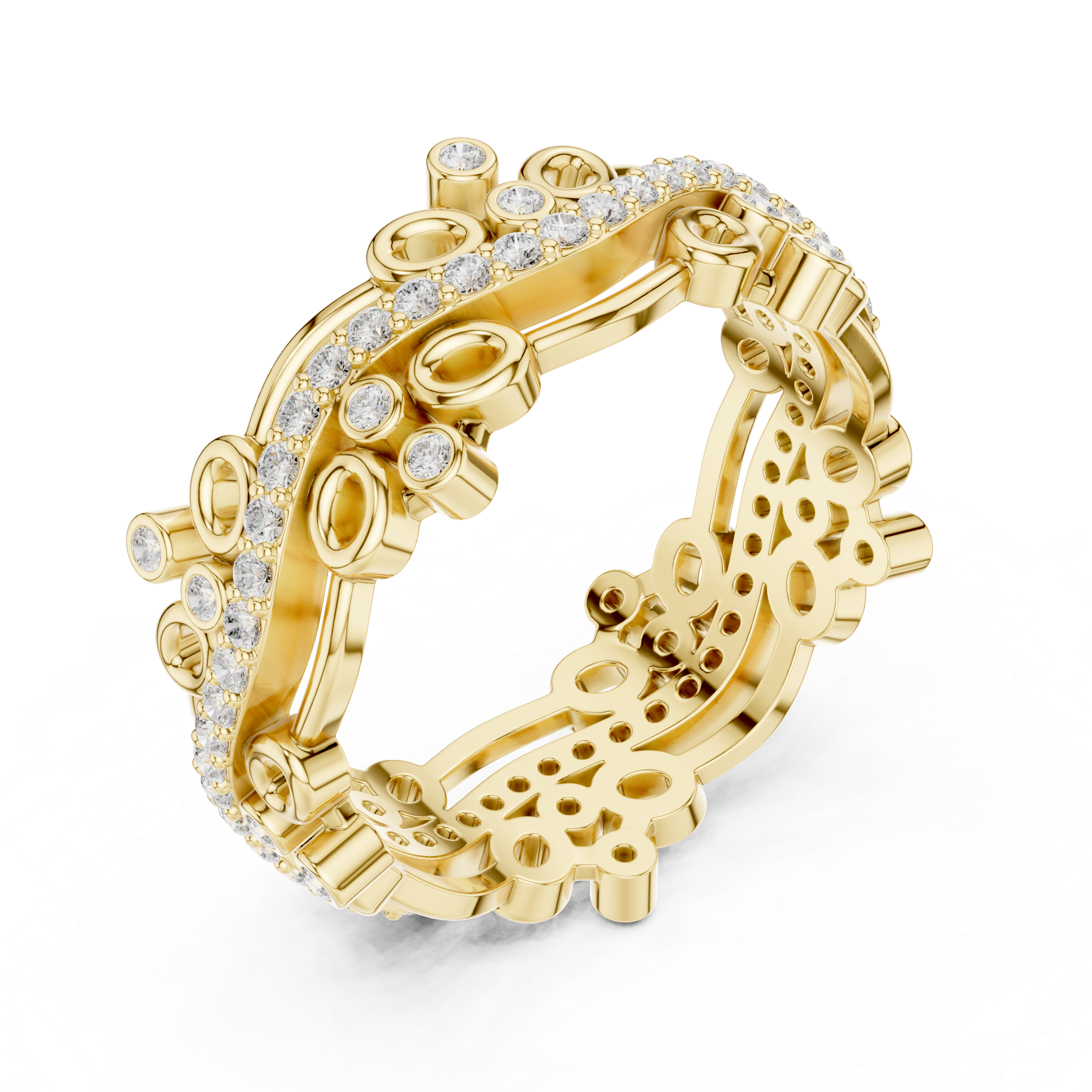 Luxury Floral Diamond Eternity Band Ring