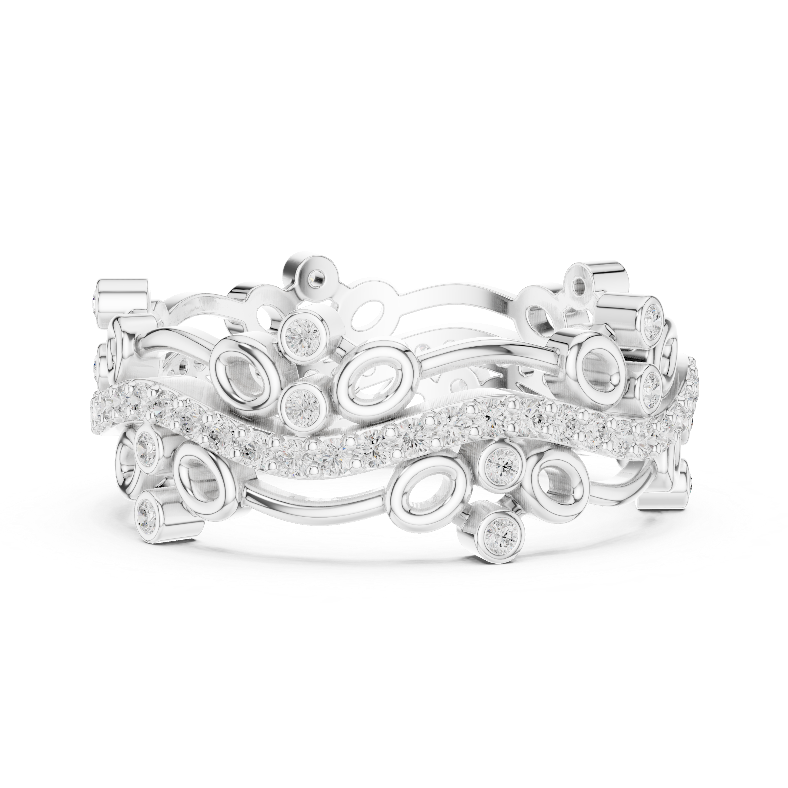 Luxury Floral Diamond Eternity Band Ring