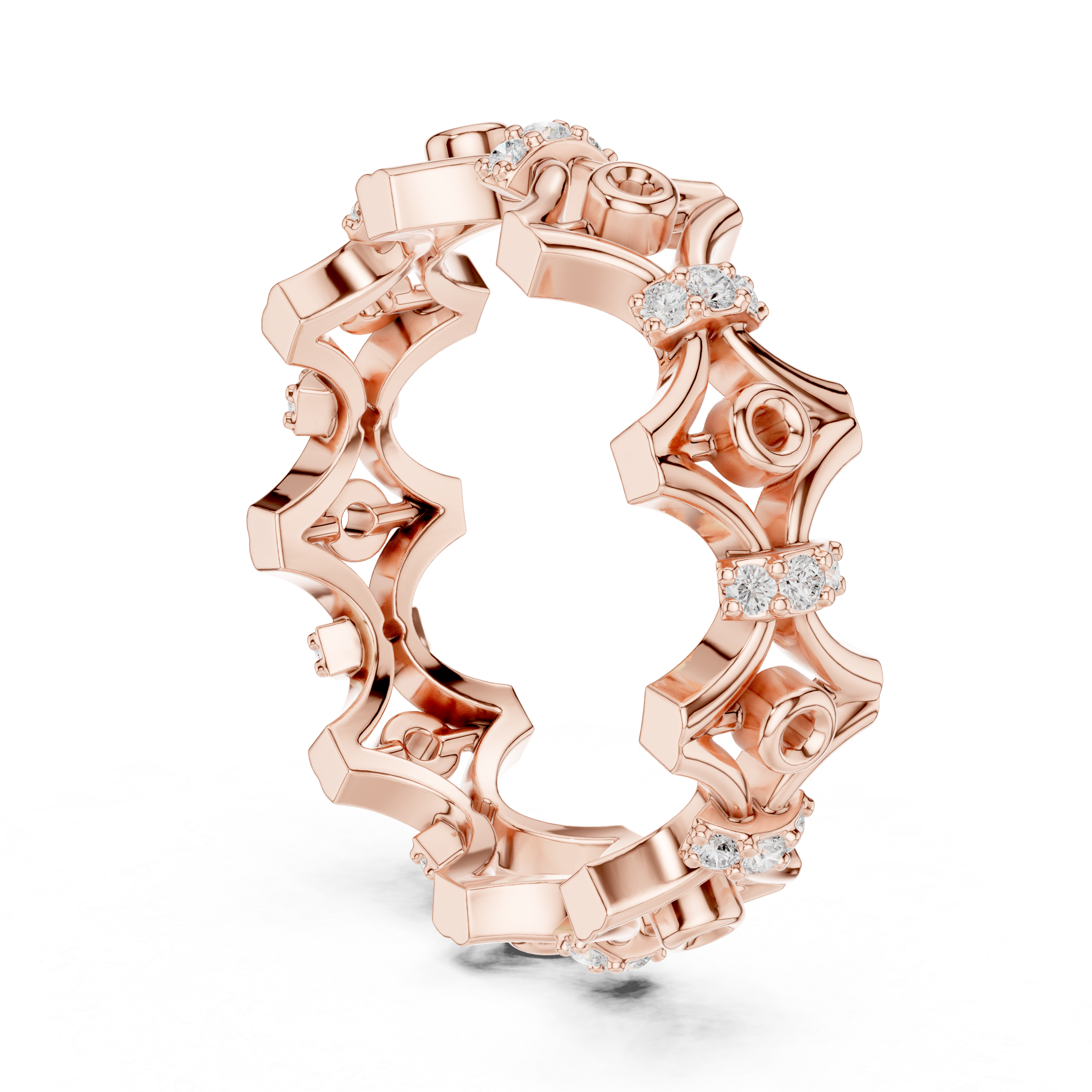 Vintage Floral Diamond Eternity Band Ring
