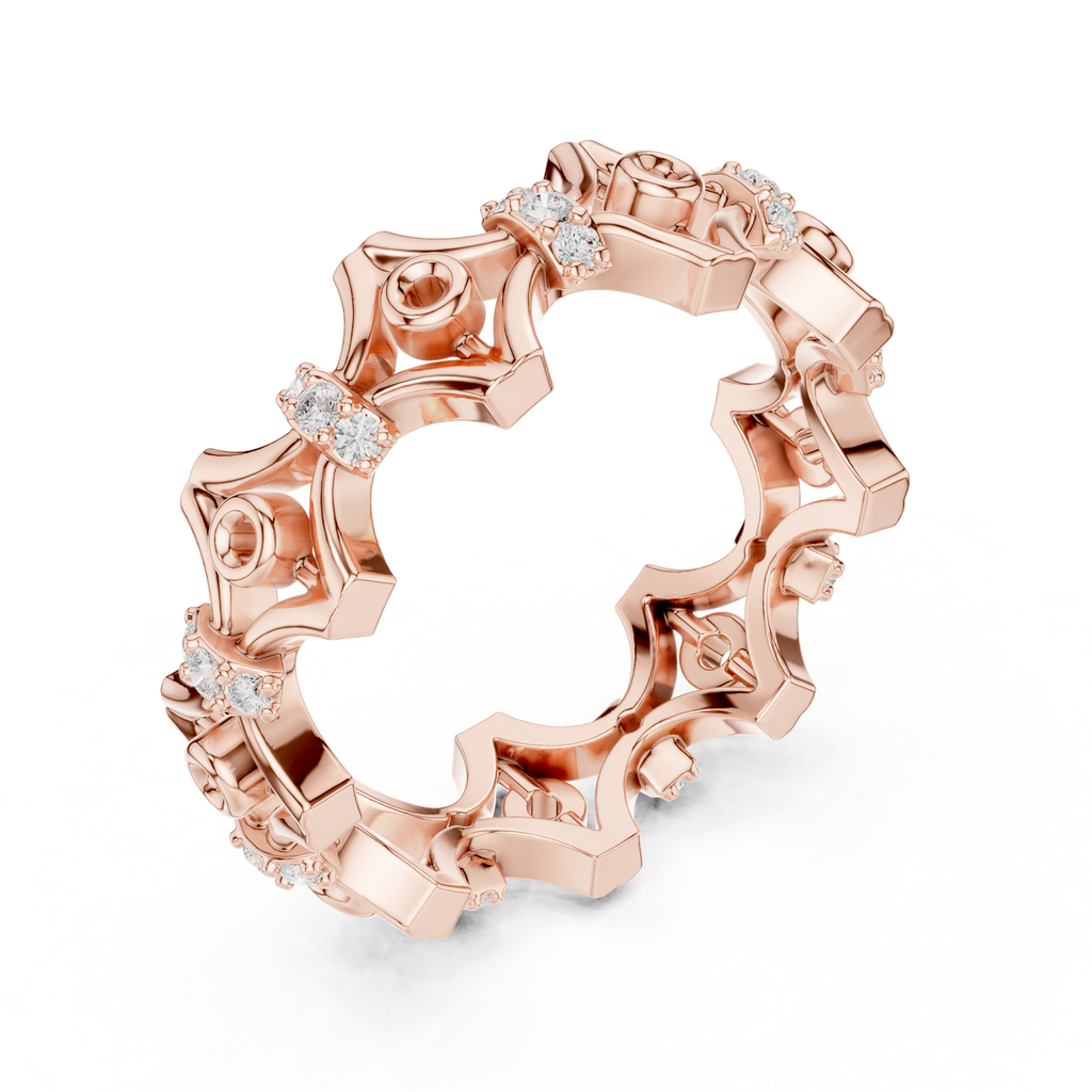 Vintage Floral Diamond Eternity Band Ring