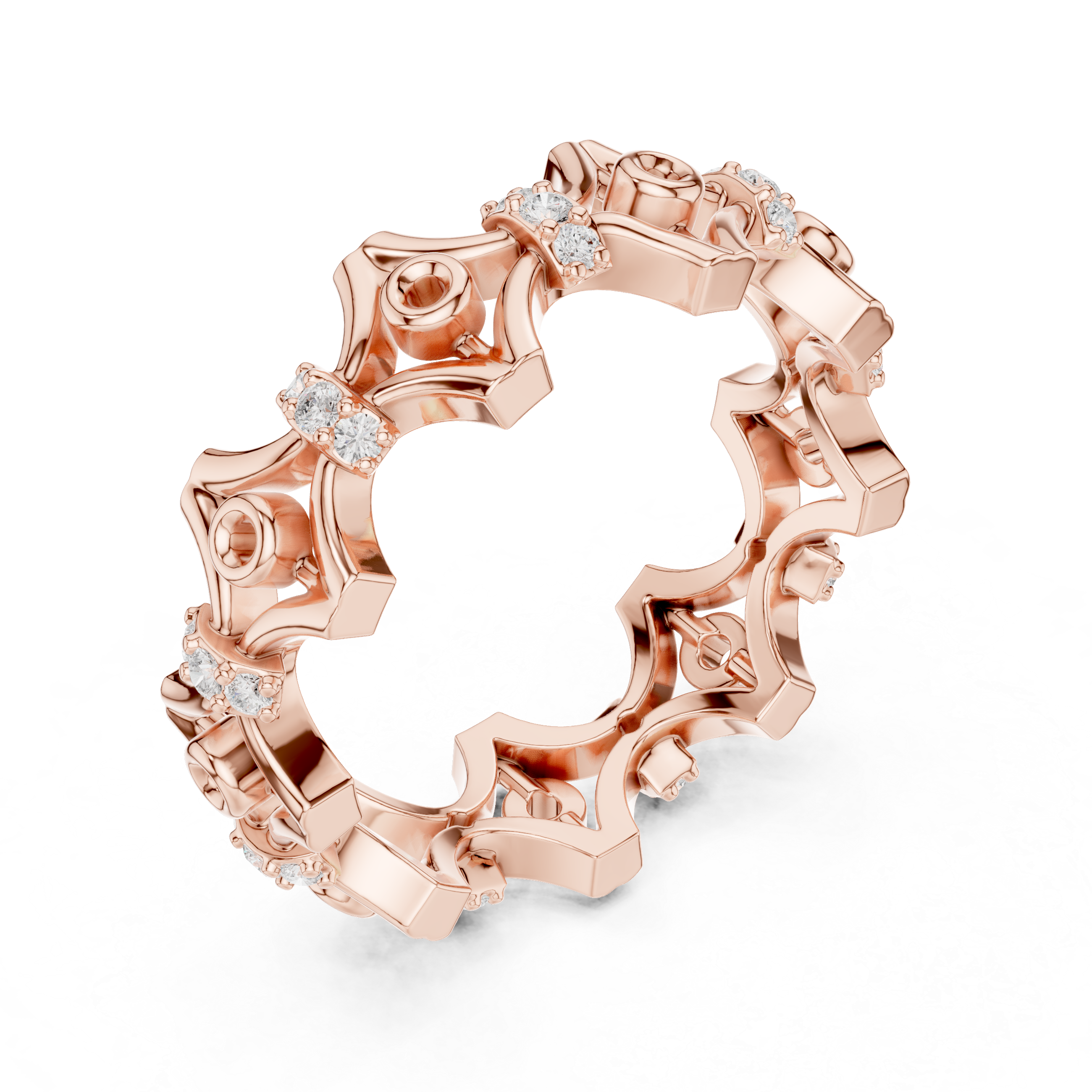 Vintage Floral Diamond Eternity Band Ring