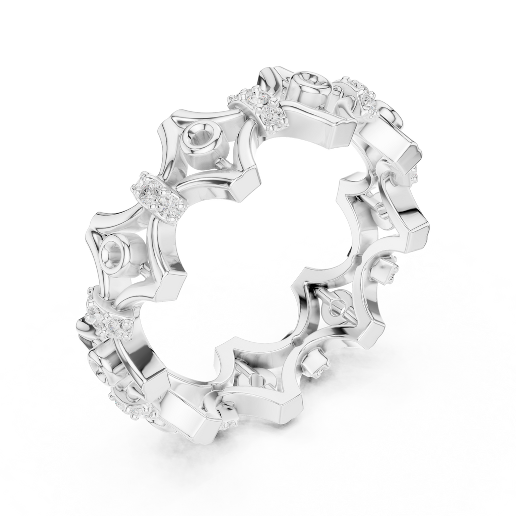 Vintage Floral Diamond Eternity Band Ring