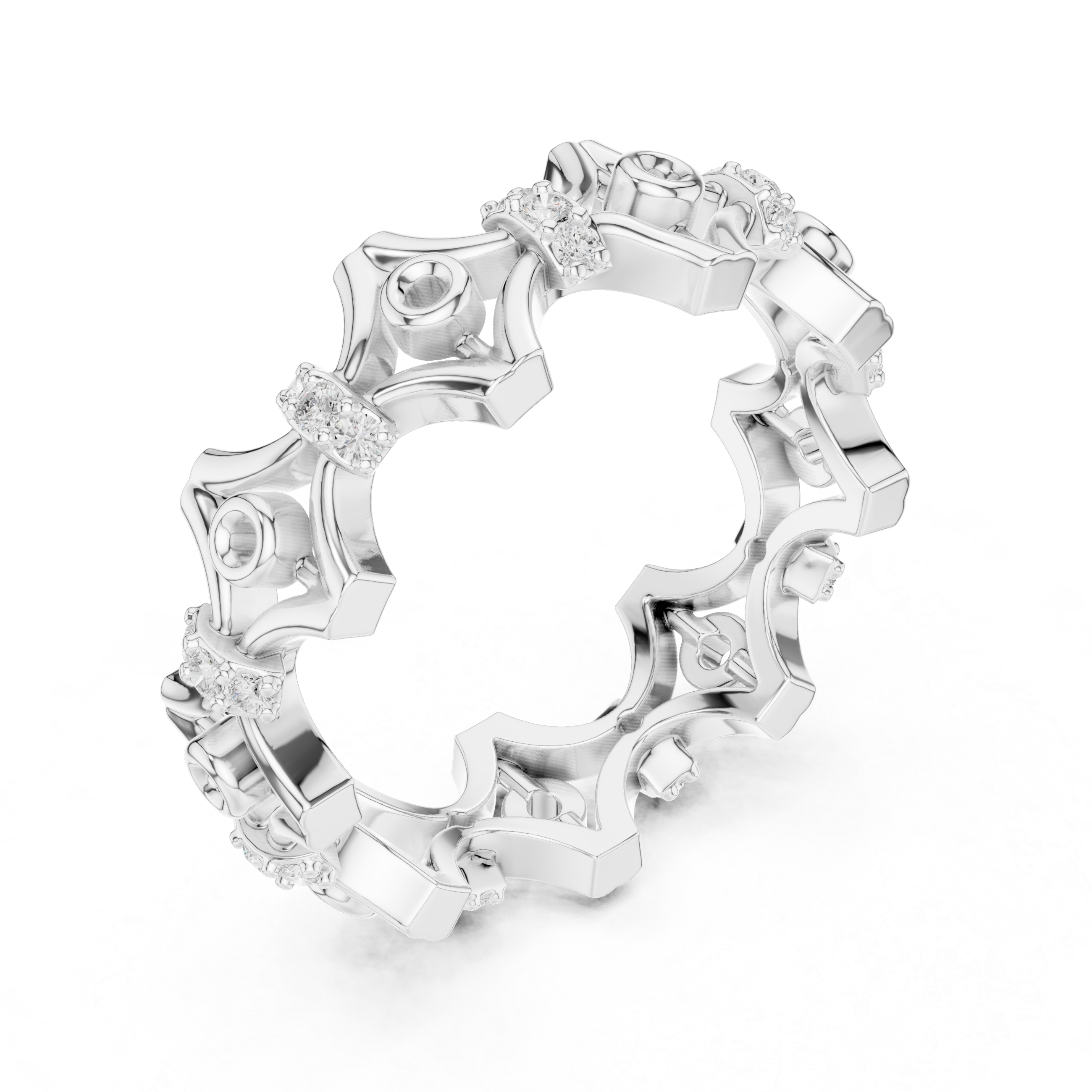 Vintage Floral Diamond Eternity Band Ring