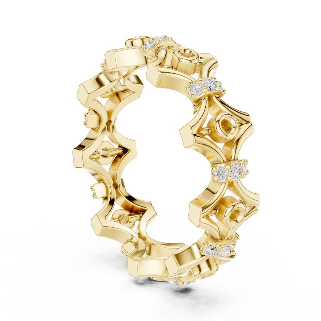 Vintage Floral Diamond Eternity Band Ring