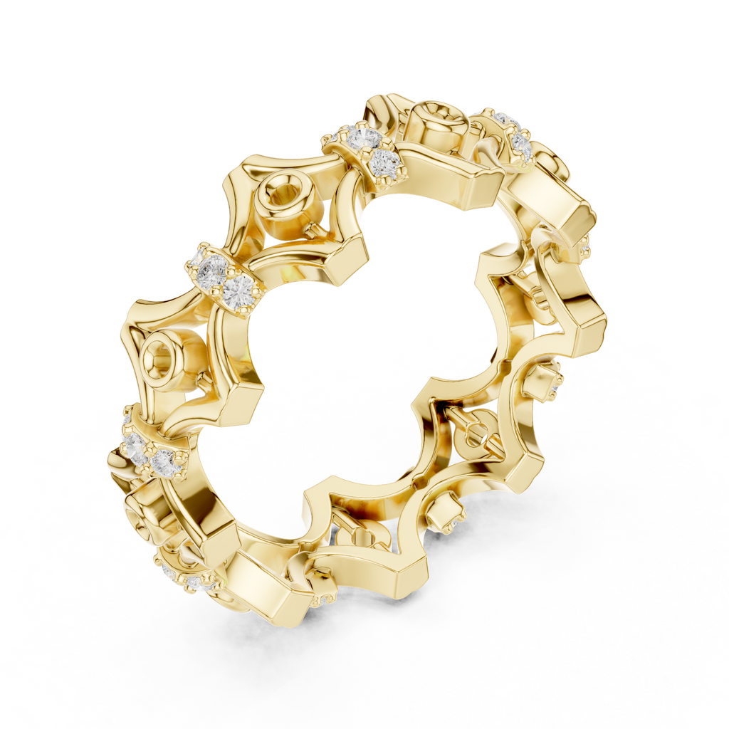 Vintage Floral Diamond Eternity Band Ring