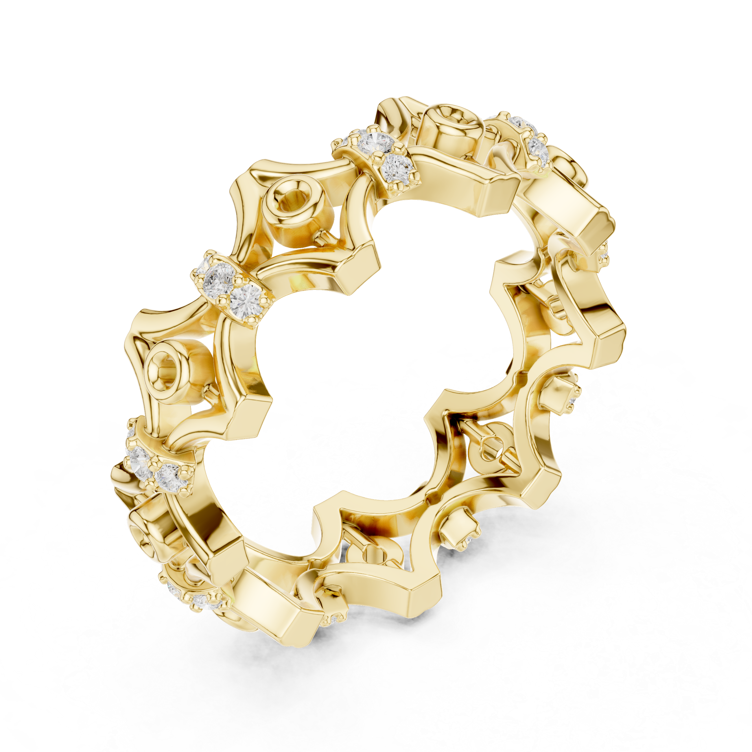 Vintage Floral Diamond Eternity Band Ring