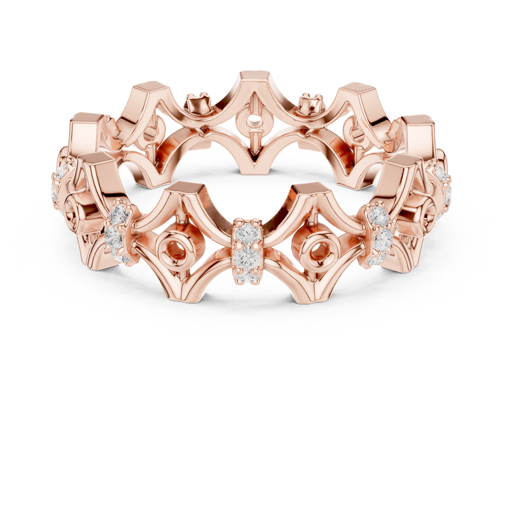 Vintage Floral Diamond Eternity Band Ring