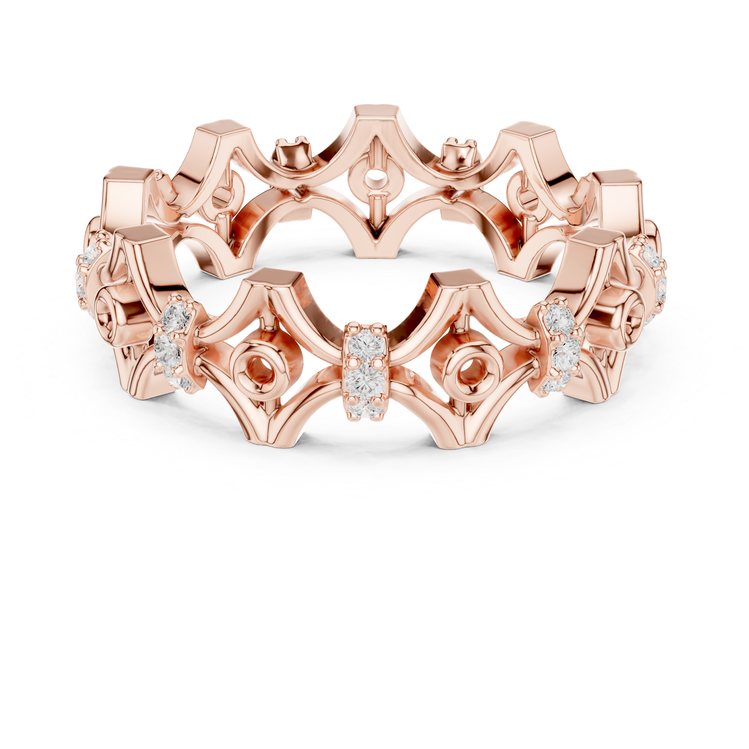 Vintage Floral Diamond Eternity Band Ring