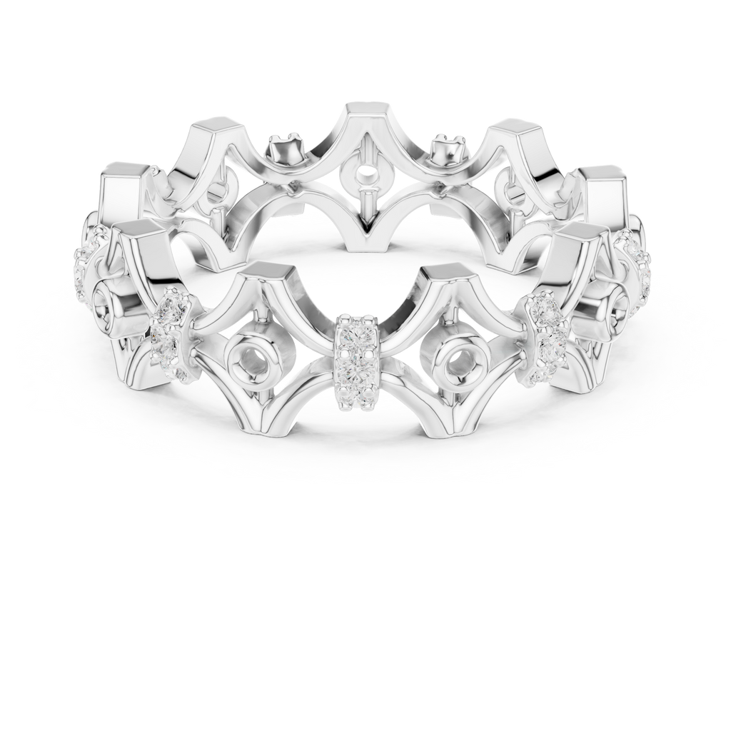 Vintage Floral Diamond Eternity Band Ring