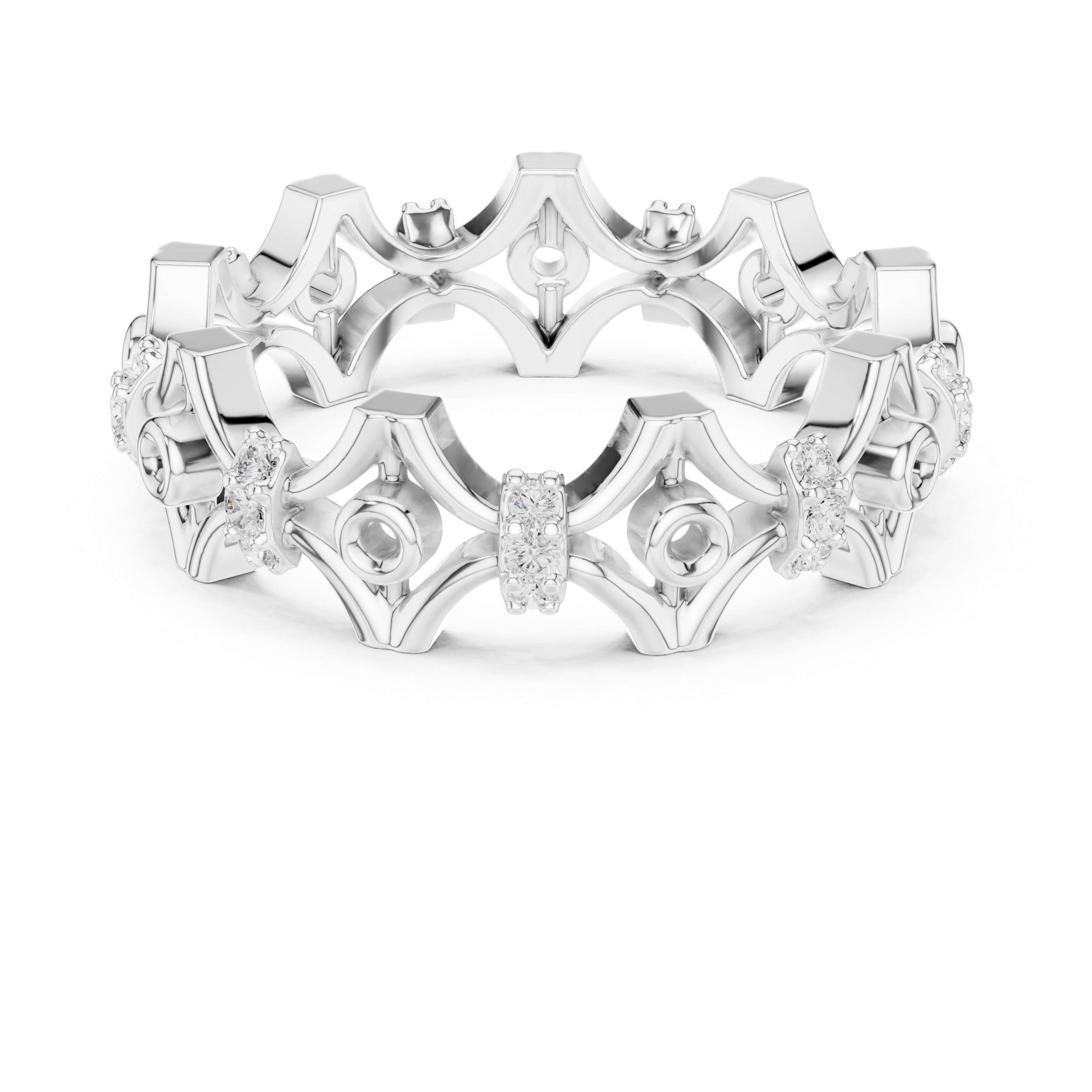 Vintage Floral Diamond Eternity Band Ring