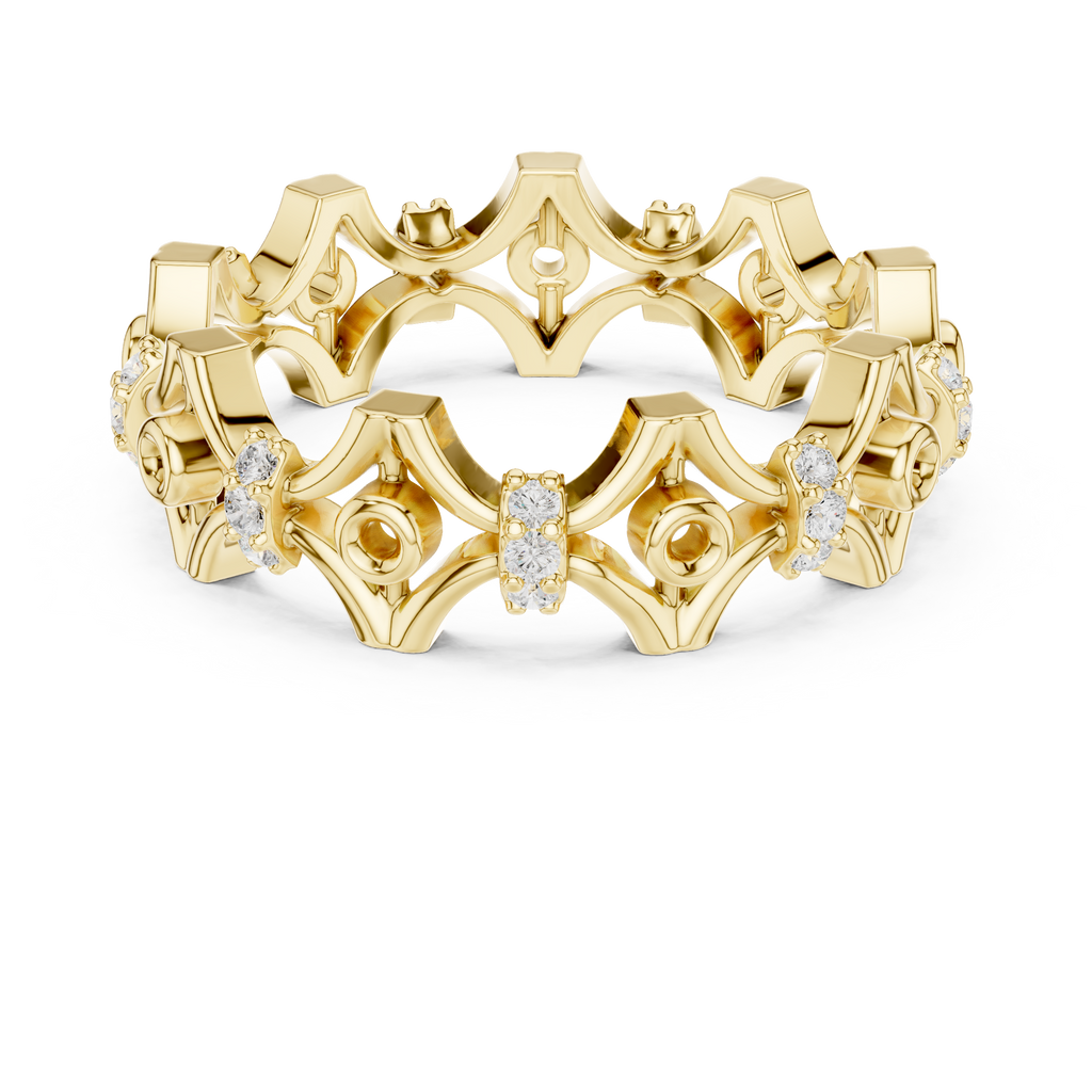 Vintage Floral Diamond Eternity Band Ring